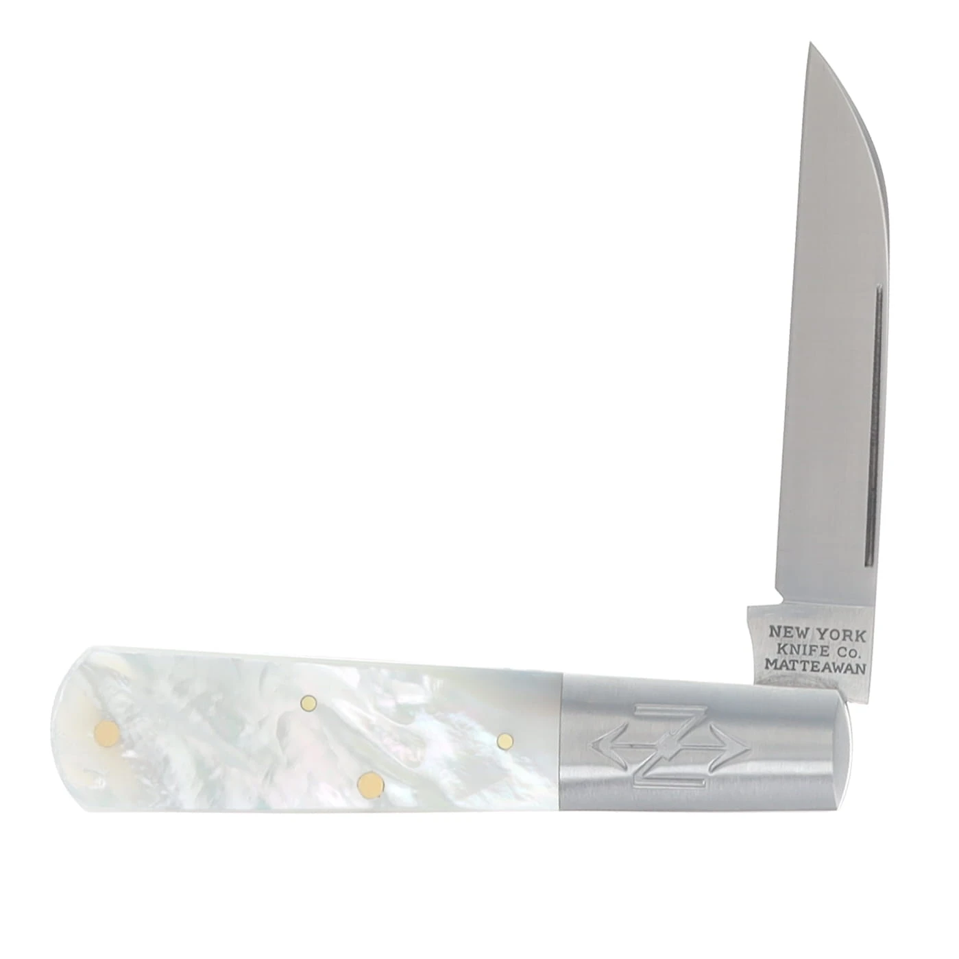 New York Knife Co. Exhibition Pearl Barlow Wharncliffe- M Stamp 1-of-25 Folding Knife NYK1506-MPW View 3