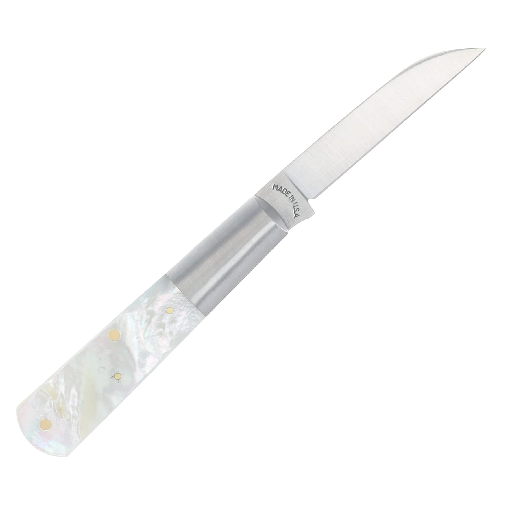 New York Knife Co. Exhibition Pearl Barlow Wharncliffe- M Stamp 1-of-25 Folding Knife NYK1506-MPW View 2