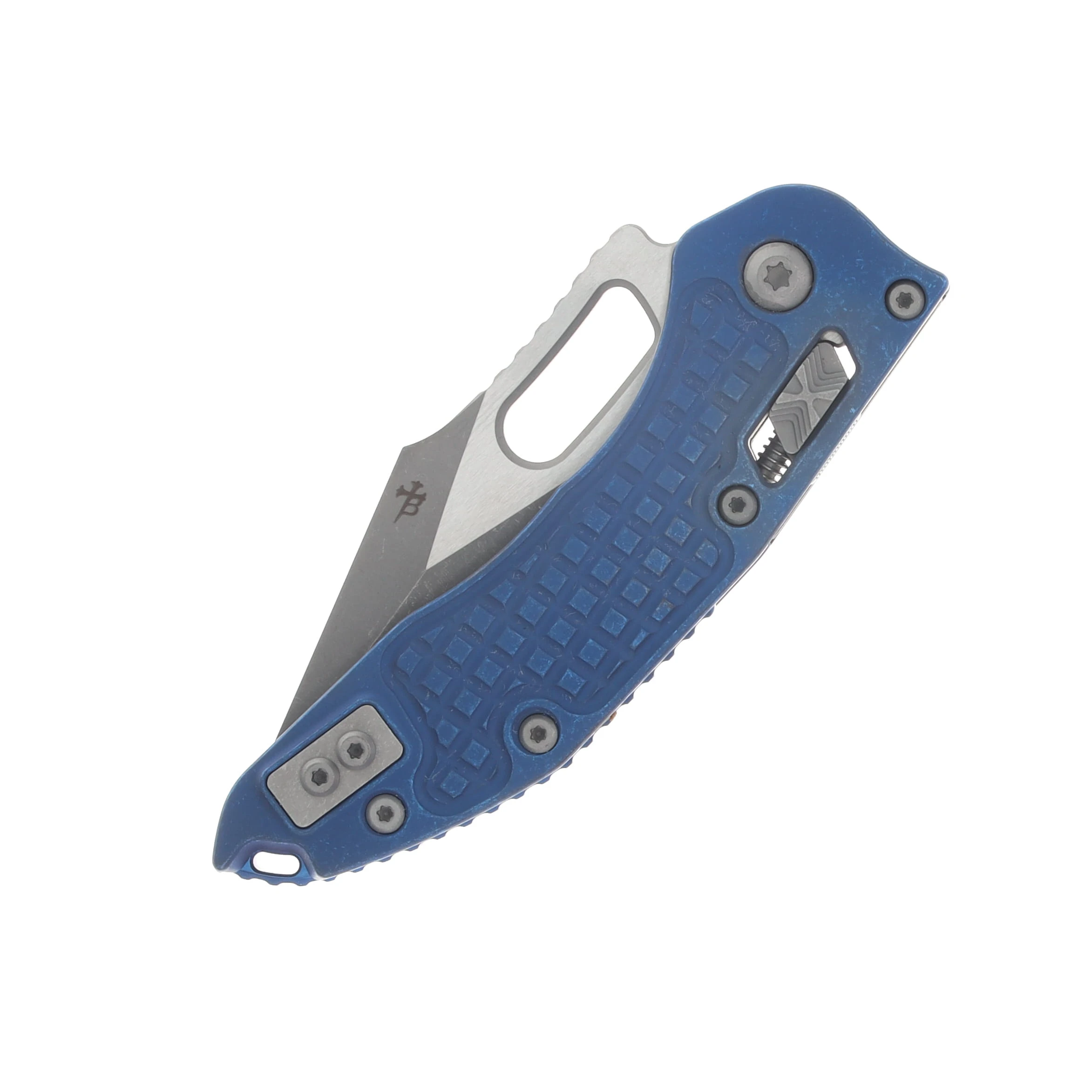 Microtech Stitch- RAM-LOK Folder Marfione Select Apocalyptic Antique Blue Anodized Frag TI W/Blue TI Accent Apocalyptic Finish Stainless MT169RL10APFRMS2 View 5