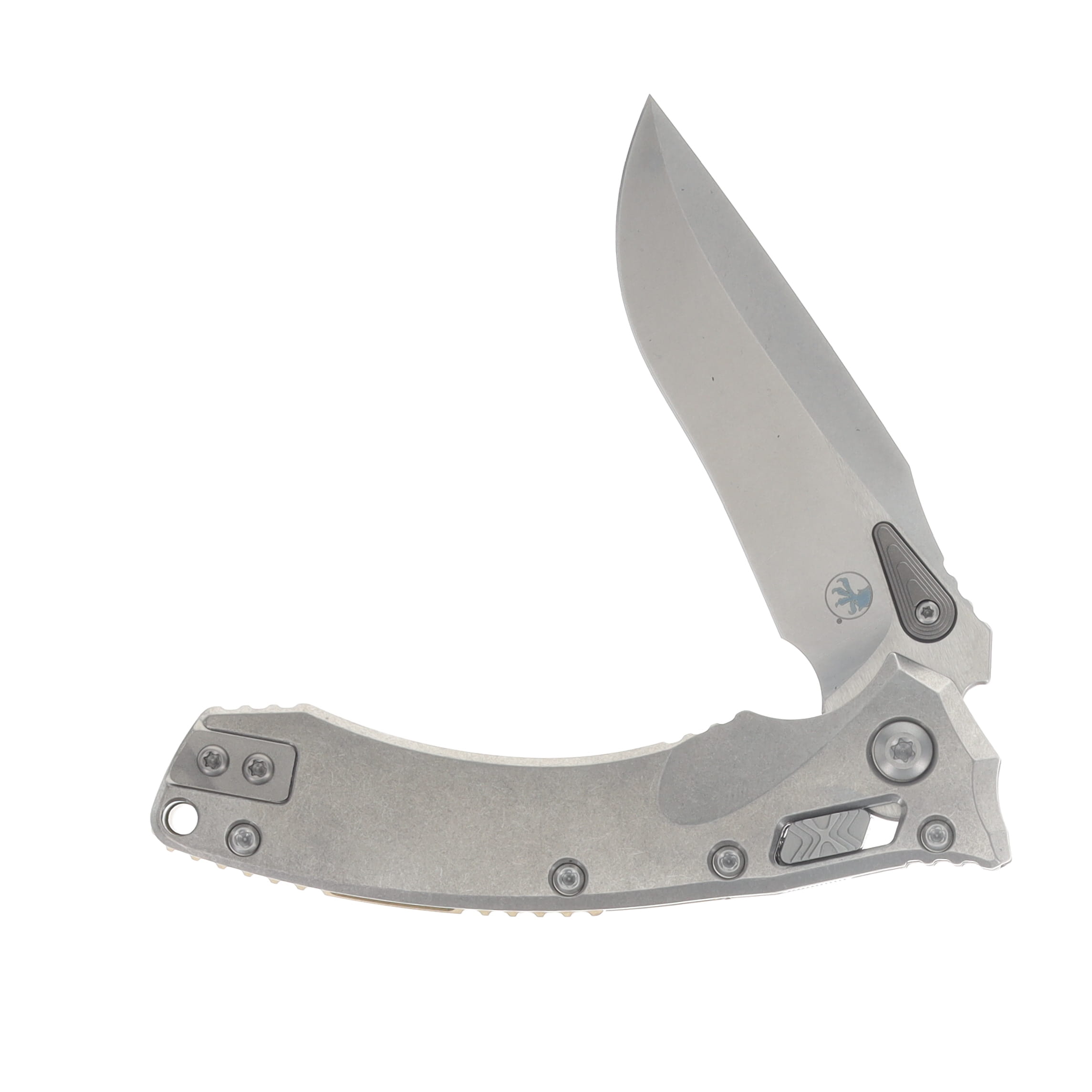 Microtech Amphibian Mini – RAM-LOK Folder Marfione Select SW - SW Slab Side TI W/Bronze TI Accent Double Vapor Blast Stainless MT137MRL10MS1 View 3