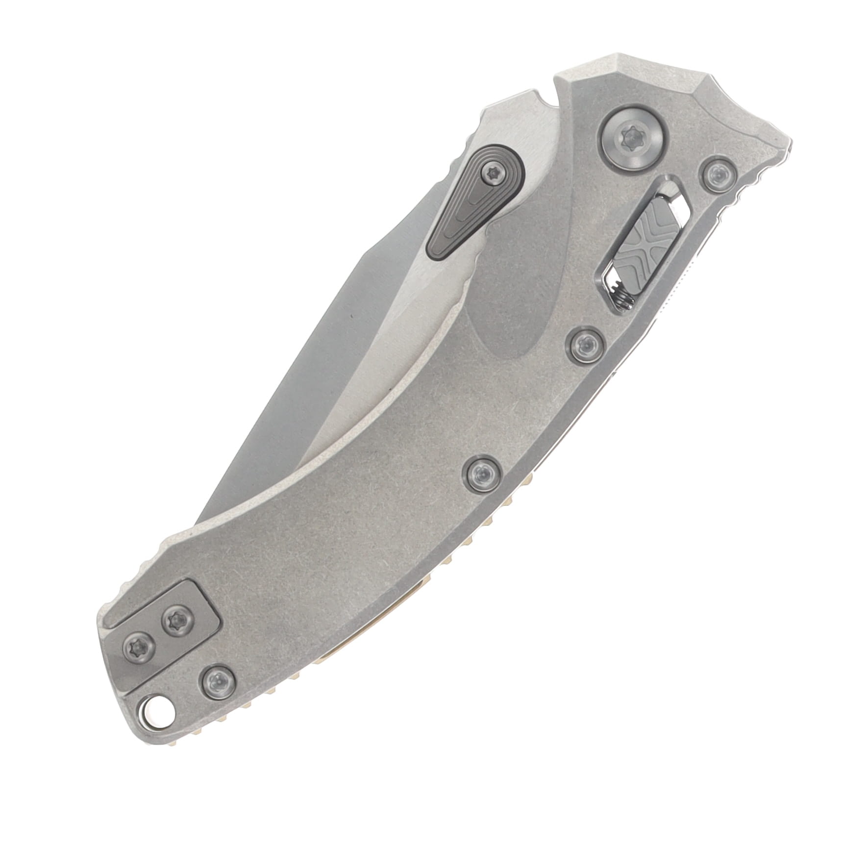 Microtech Amphibian Mini – RAM-LOK Folder Marfione Select SW - SW Slab Side TI W/Bronze TI Accent Double Vapor Blast Stainless MT137MRL10MS1 View 5