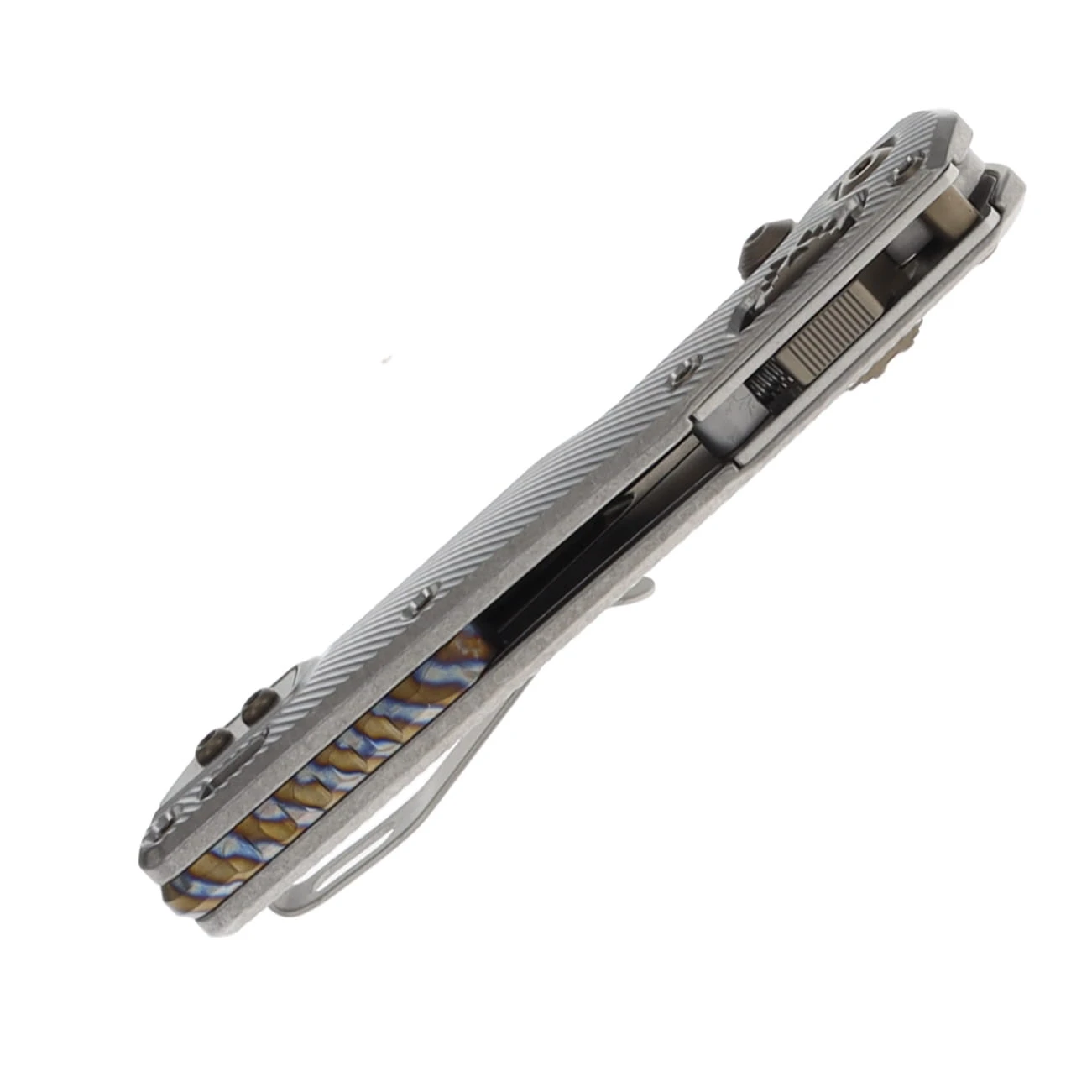 Microtech MSI Mini RAM-LOK Folder Marfione Select SW - SW Fluted TI W/ Flamed TI Accent Bronzed Double Vapor Blast Stainless MT210M10FLMS5 View 7