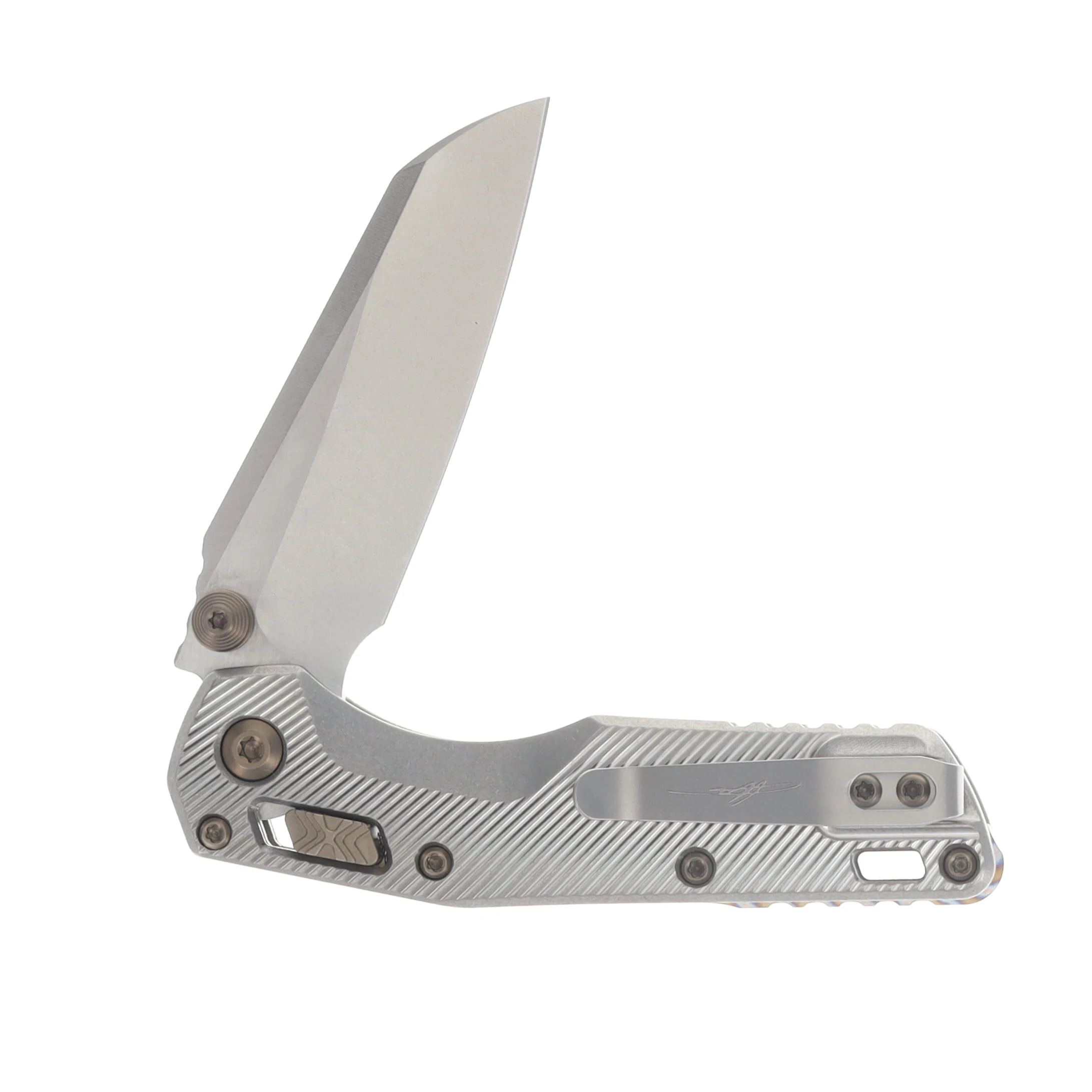 Microtech MSI Mini RAM-LOK Folder Marfione Select SW - SW Fluted TI W/ Flamed TI Accent Bronzed Double Vapor Blast Stainless MT210M10FLMS5 View 4