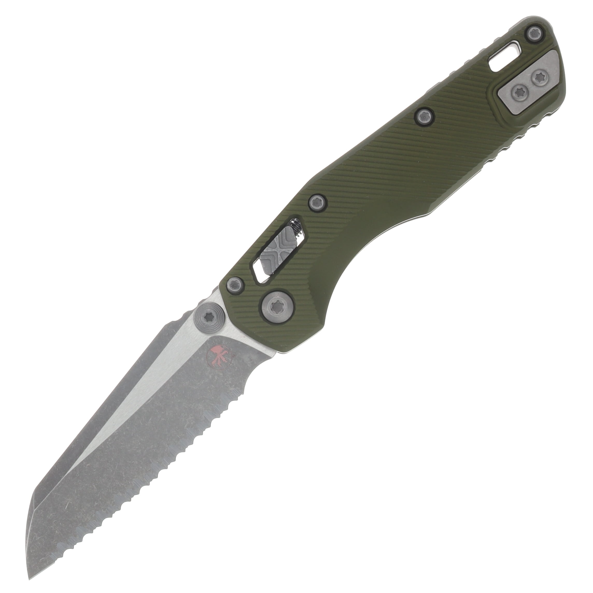 Microtech MSI Mini RAM-LOK Folder Apocalyptic Full Serrate Fluted Aluminum OD Green MT210M12APFLOD View 1