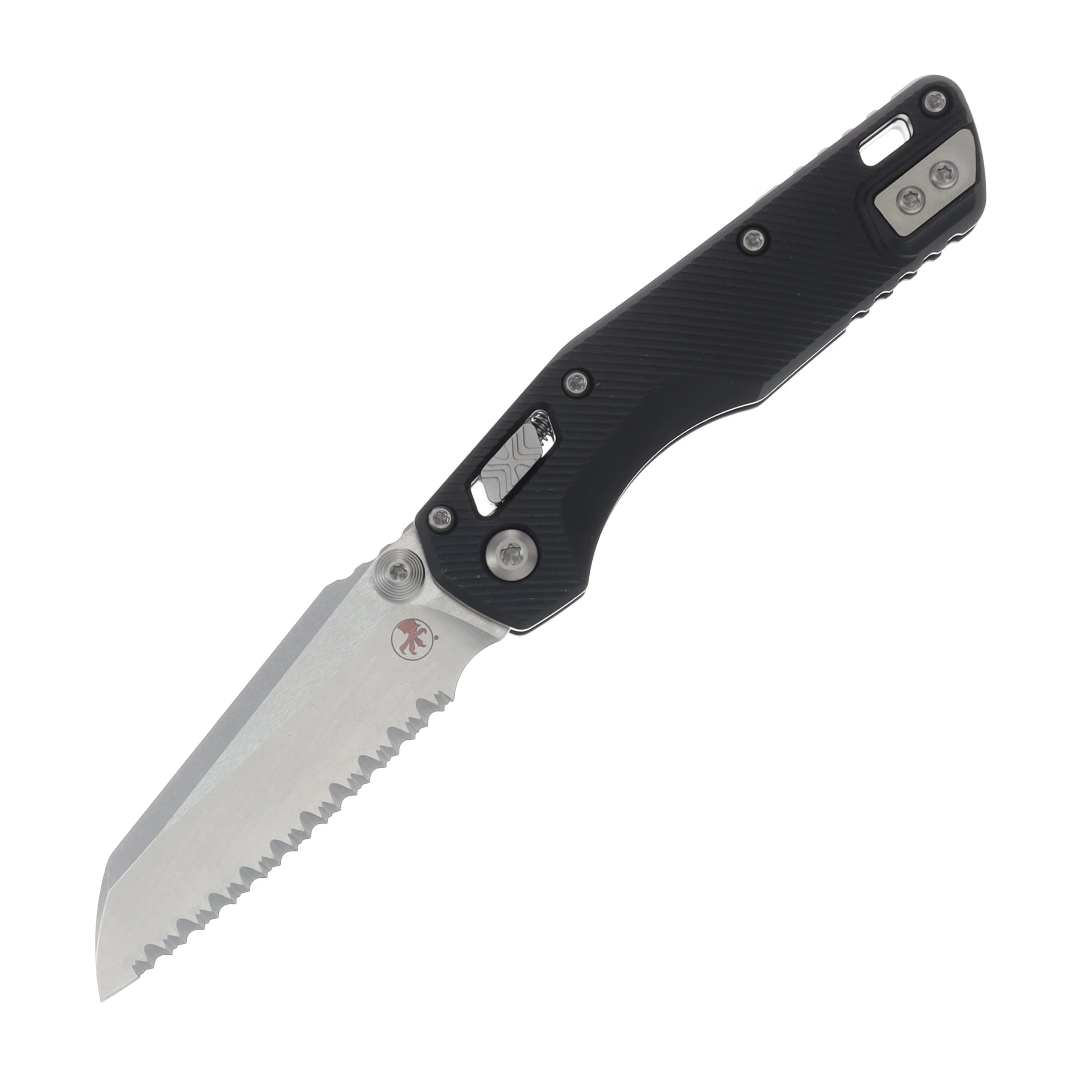 Microtech MSI Mini RAM-LOK Folder SW Full Serrate Fluted Aluminum Black MT210M12FL View 1