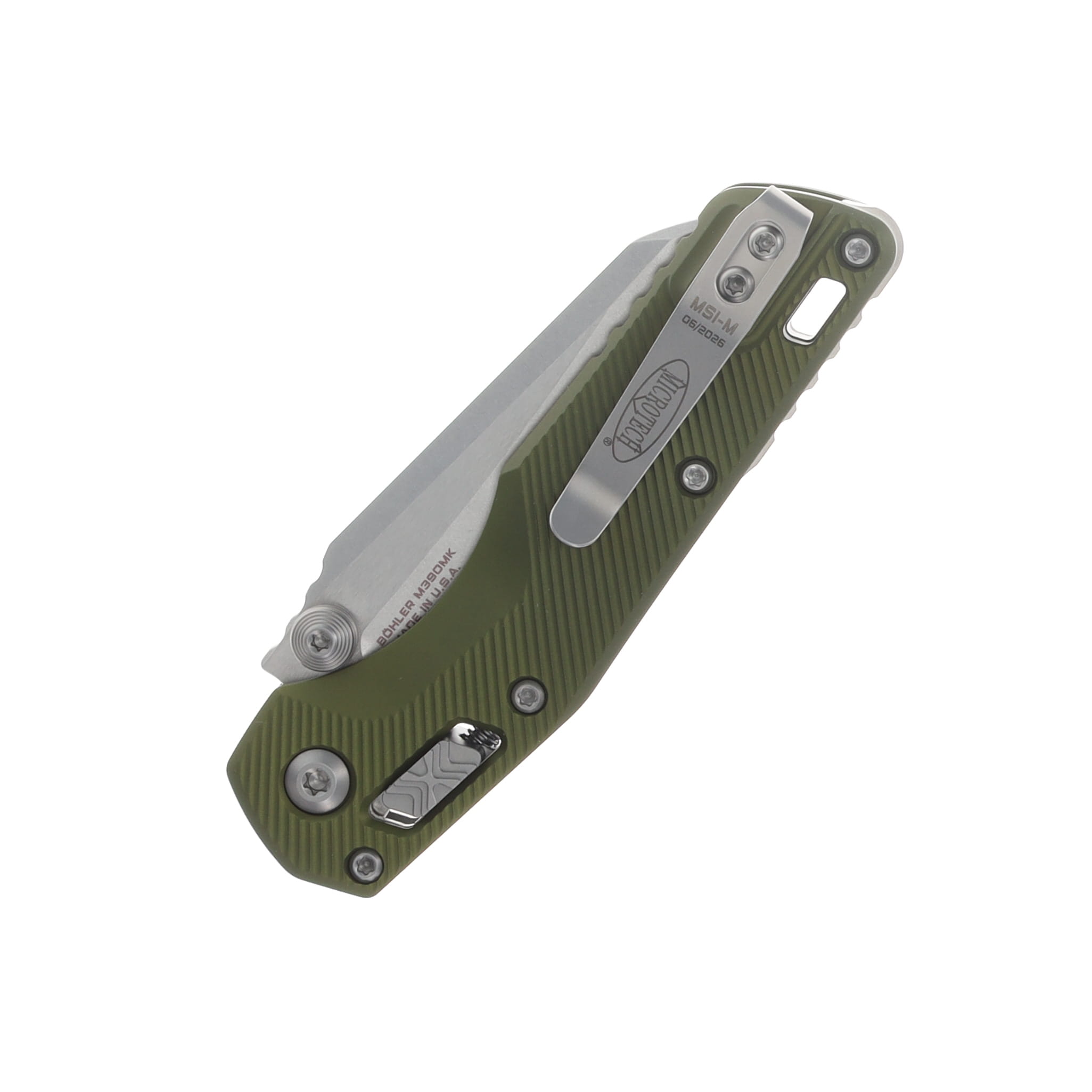 Microtech MSI Mini RAM-LOK Folder SW Full Serrate Fluted Aluminum OD Green MT210M12FLOD View 6