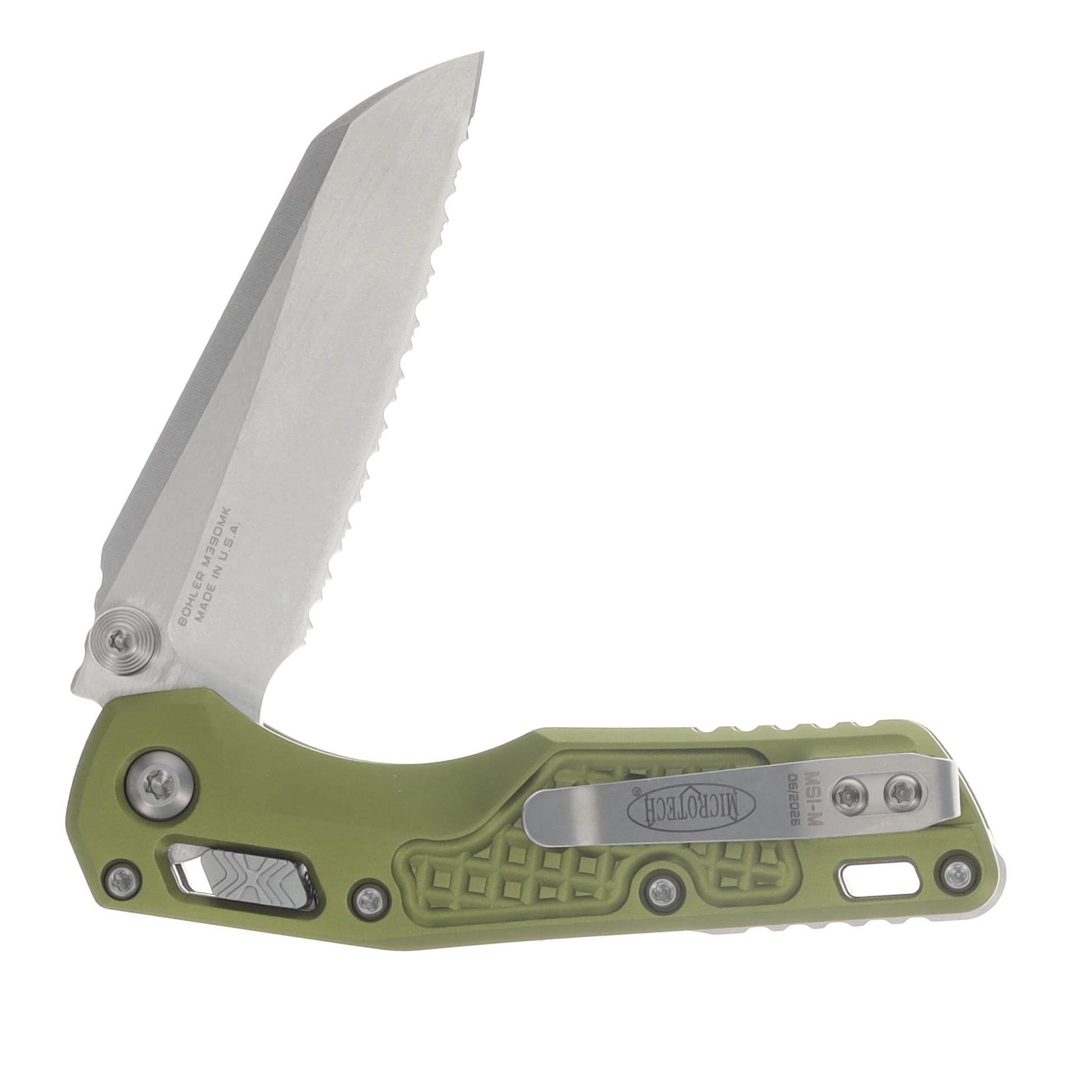 Microtech MSI Mini RAM-LOK Folder SW Full Serrate Frag Aluminum OD Green MT210M12FROD View 4