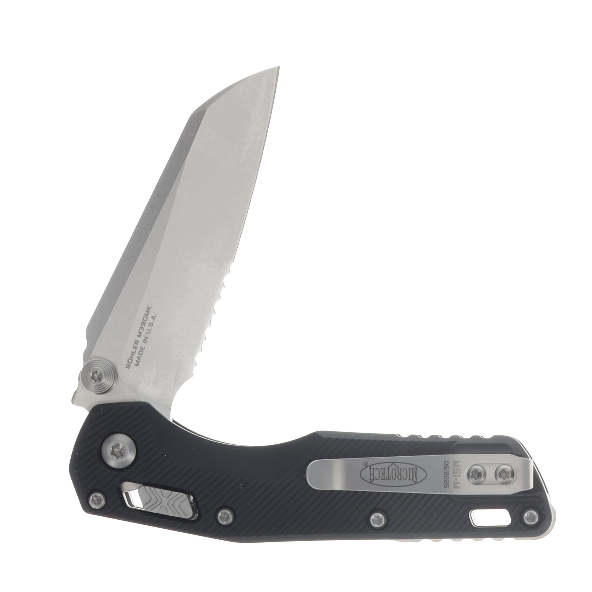 Microtech MSI Mini RAM-LOK Folder SW Part Serrate Fluted Aluminum Black MT210M11FL View 3