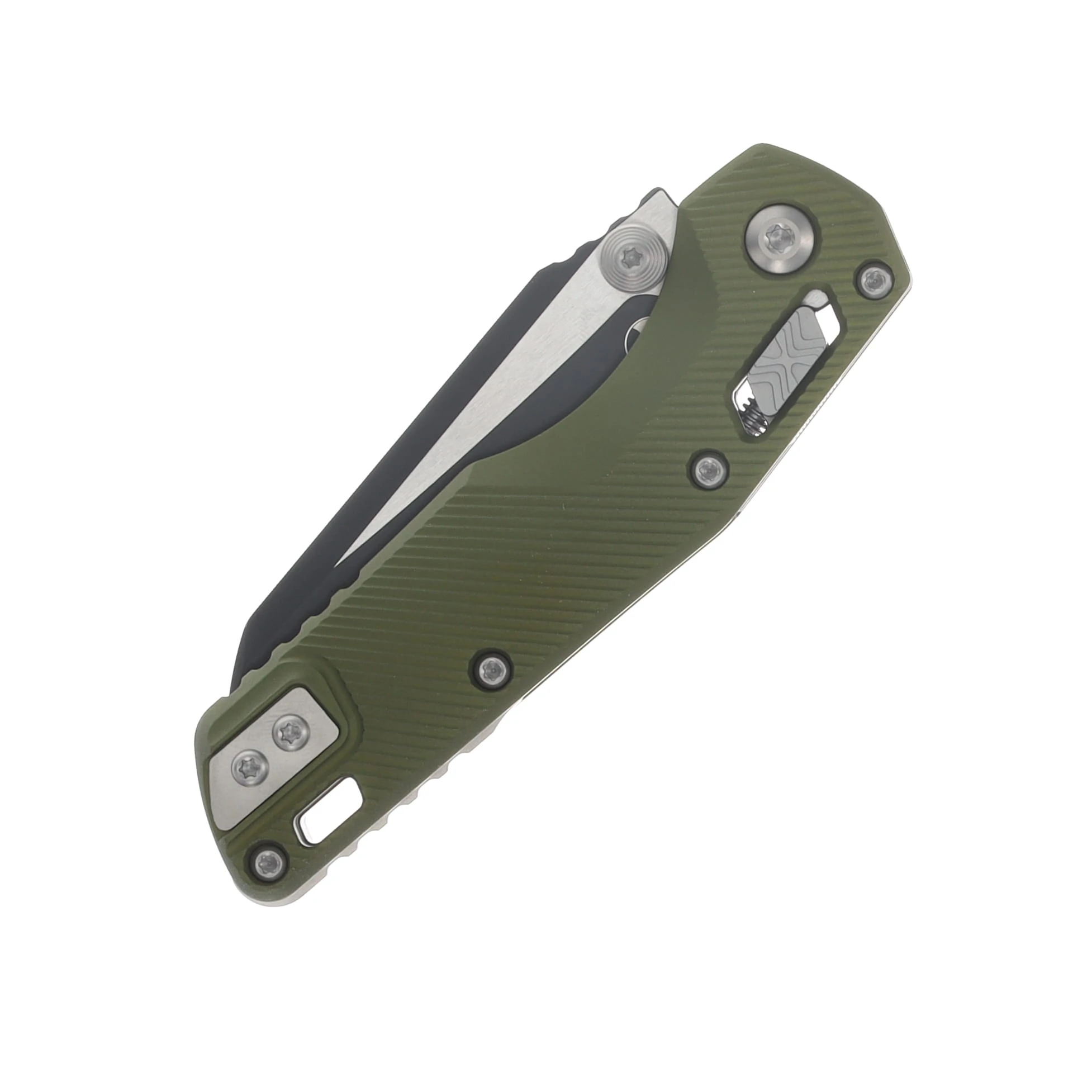 Microtech MSI Mini RAM-LOK Folder Black Part Serrate Fluted Aluminum OD Green MT210M2FLOD View 5