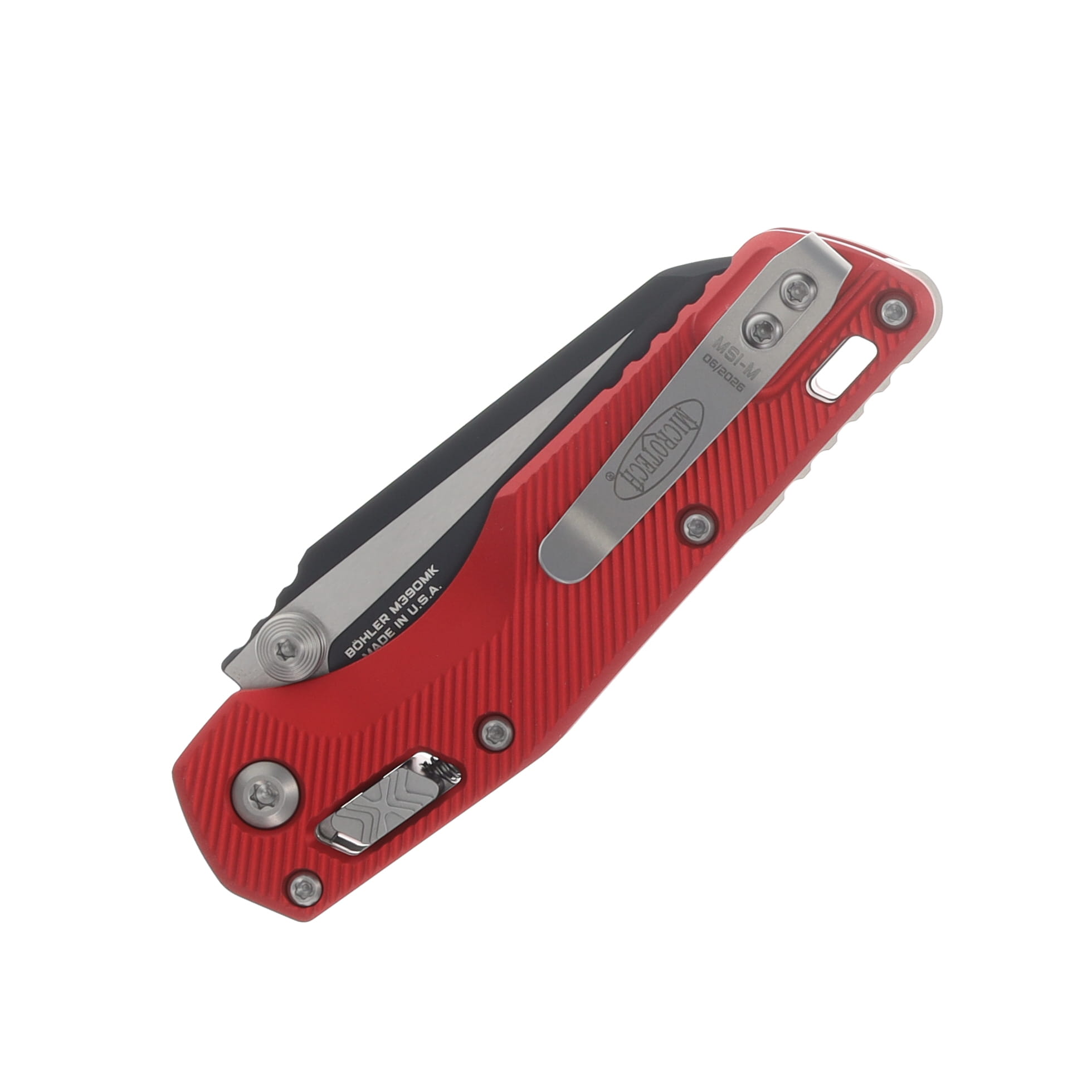 Microtech MSI Mini RAM-LOK Folder S/E Black Standard Fluted Aluminum Red MT210M1FLRD View 6