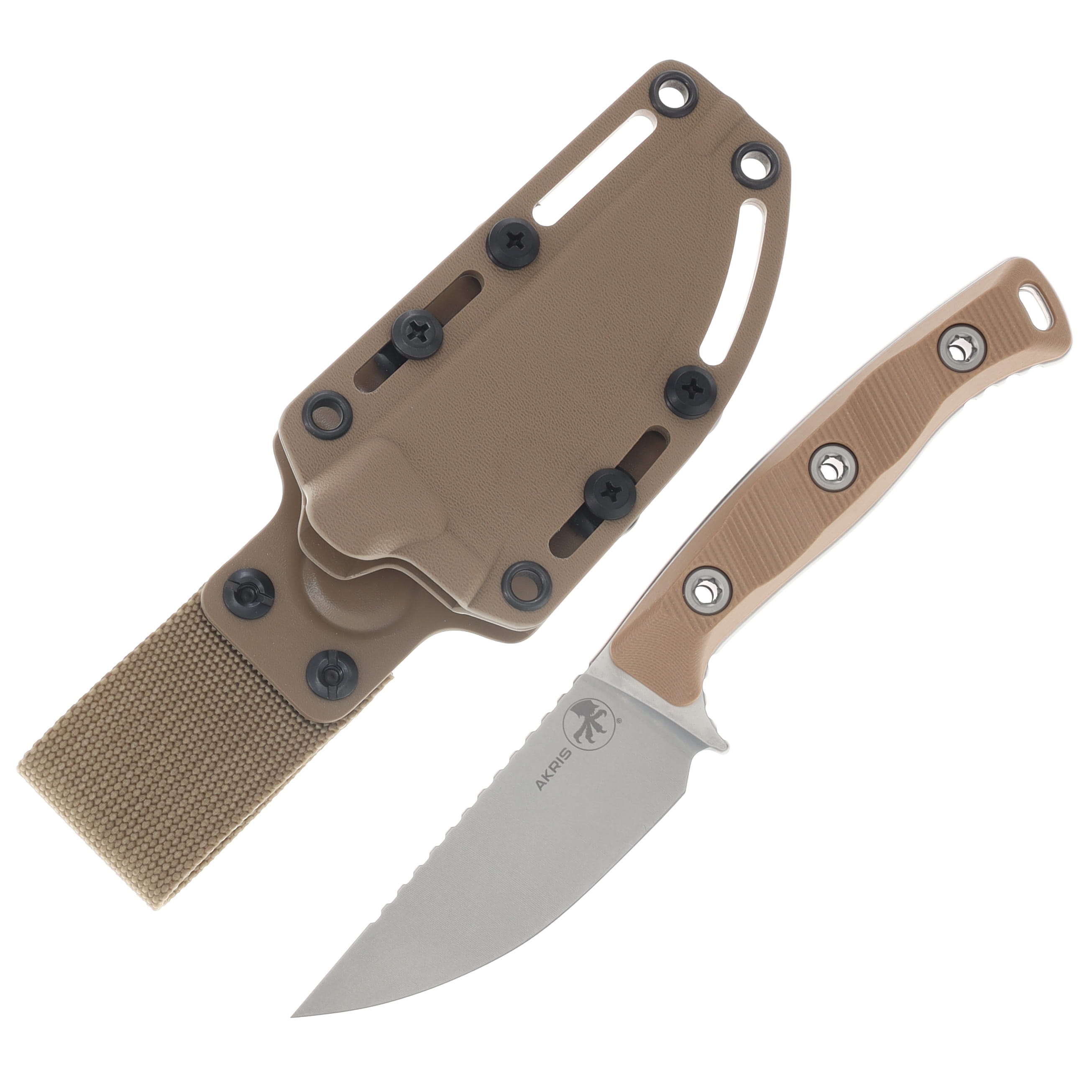 Microtech Akris Fixed Blade SW Standard G-10 Dark Earth -Tan Kydex Sheath W/ Belt Loop MT9510DE6 View 1