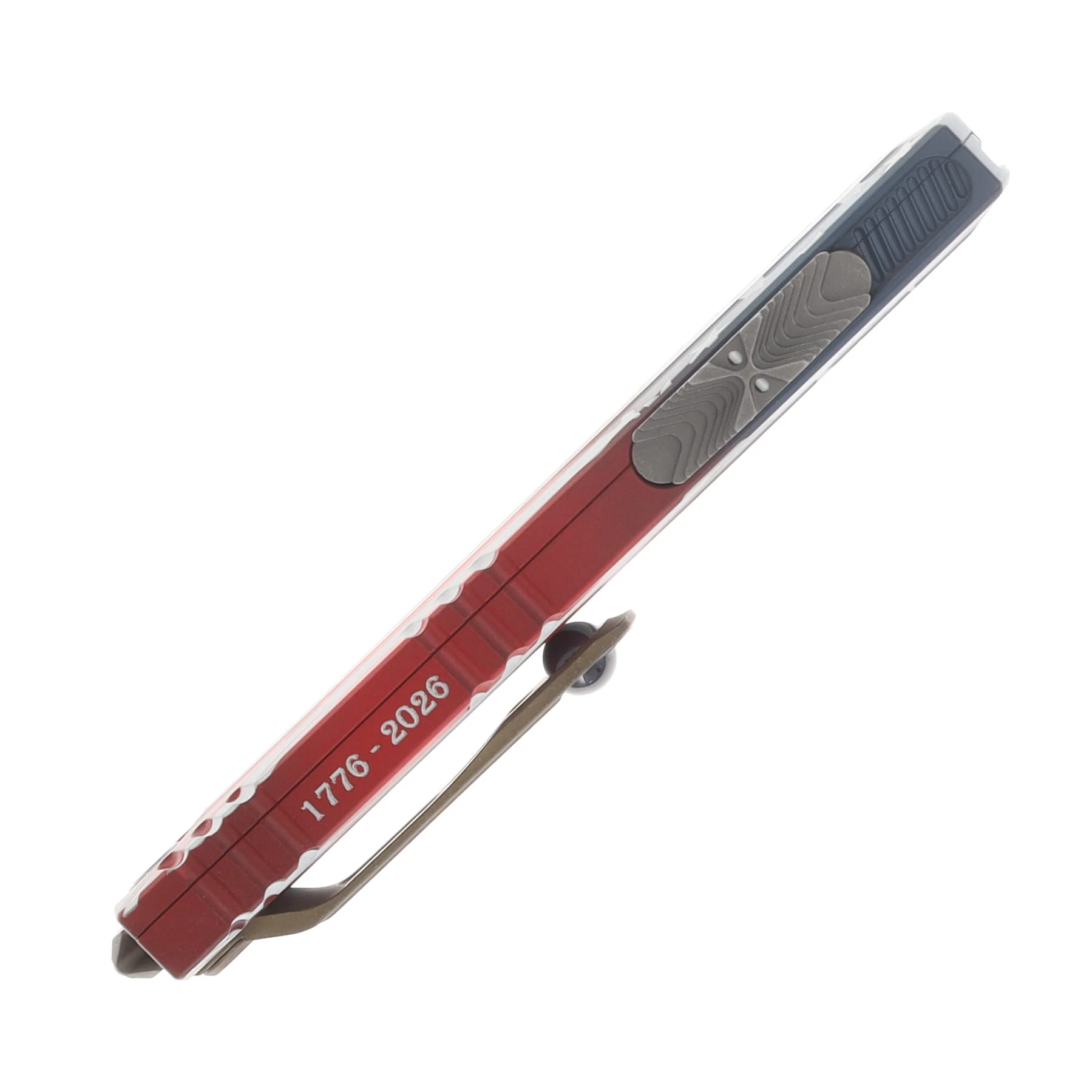 Microtech Luminary ZBP OTF Auto D/E Signature Series 250th Ann 4th of July Bronzed Apocalyptic Standard Tritium Button Insert AUMT127013APS4J250 View 5