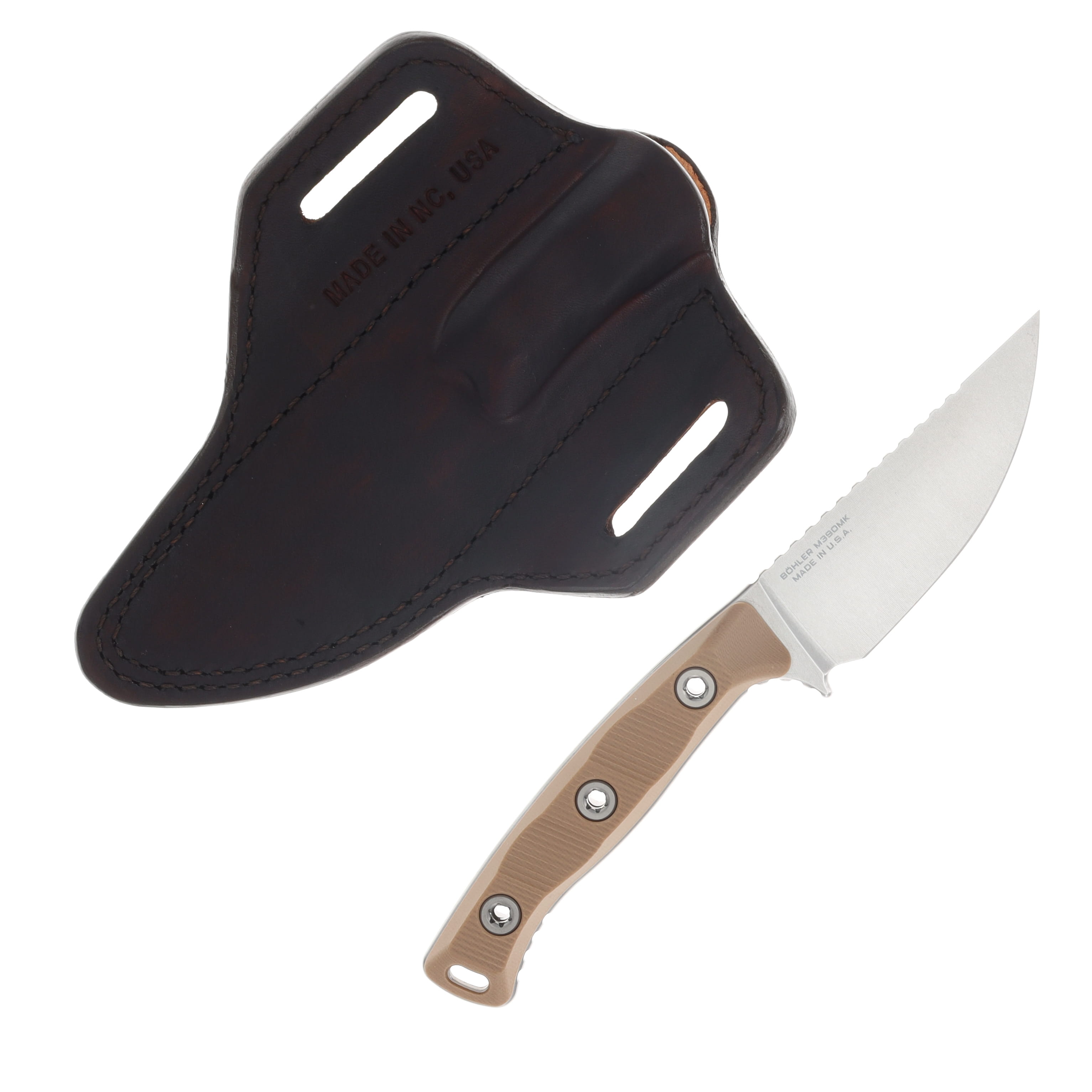 Microtech Akris Fixed Blade SW Standard G-10 Dark Earth Dark Chocolate Leather Sheath MT9510DE1 View 2