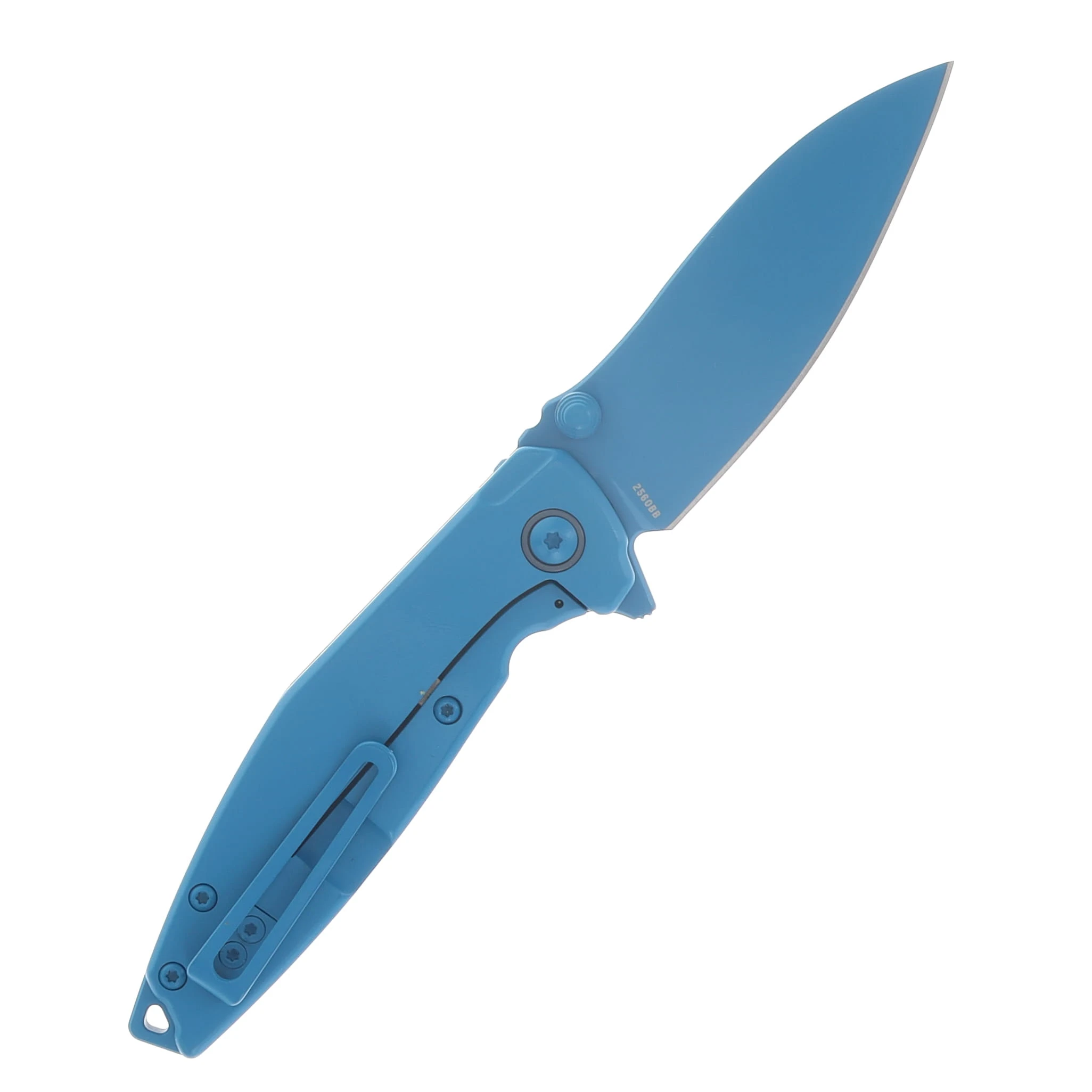 CRKT Ibis Framelock Folding Knife Blue Cerakote/Blue G-10 Lucas Burnley Design CR2560BB View 2