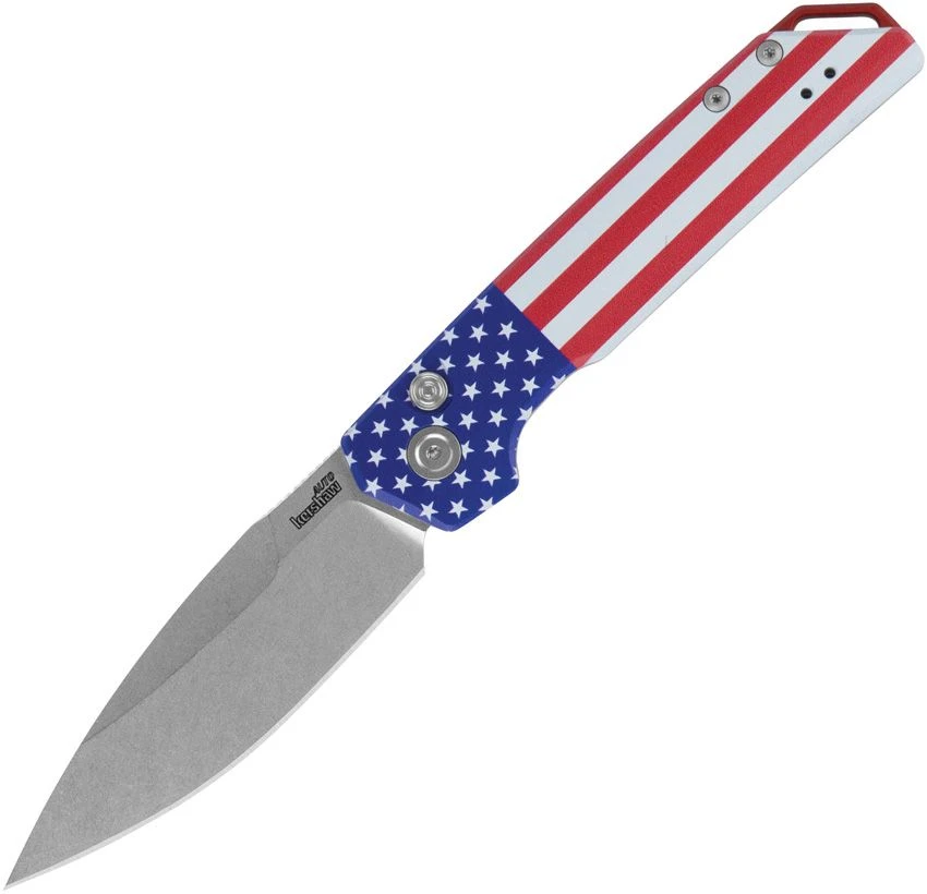 Kershaw Launch Iridium Out-the-Side Auto Knife USA Flag Stonewash MagnaCut AUKS7038USA View 1