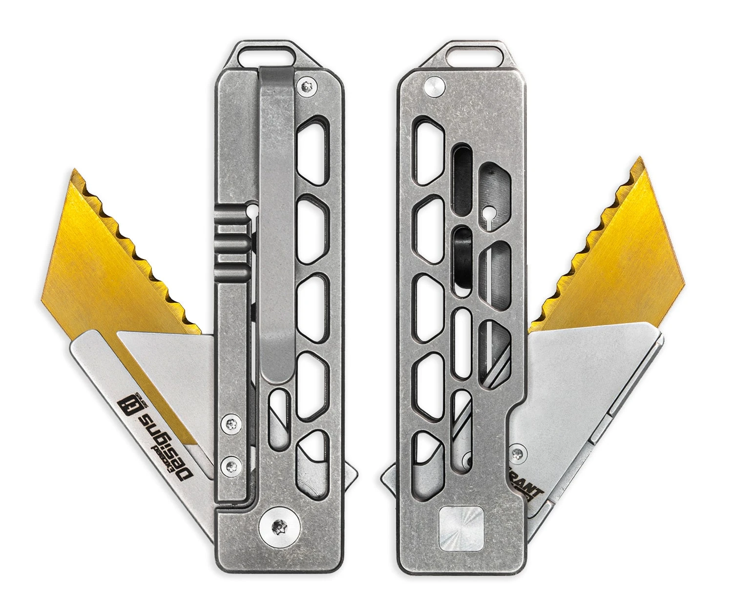 Exceed Designs TiRant RAZOR V3 Utility Knife Dual-SKELE Edition Stonewash RZR-DSKLE-SW View 1