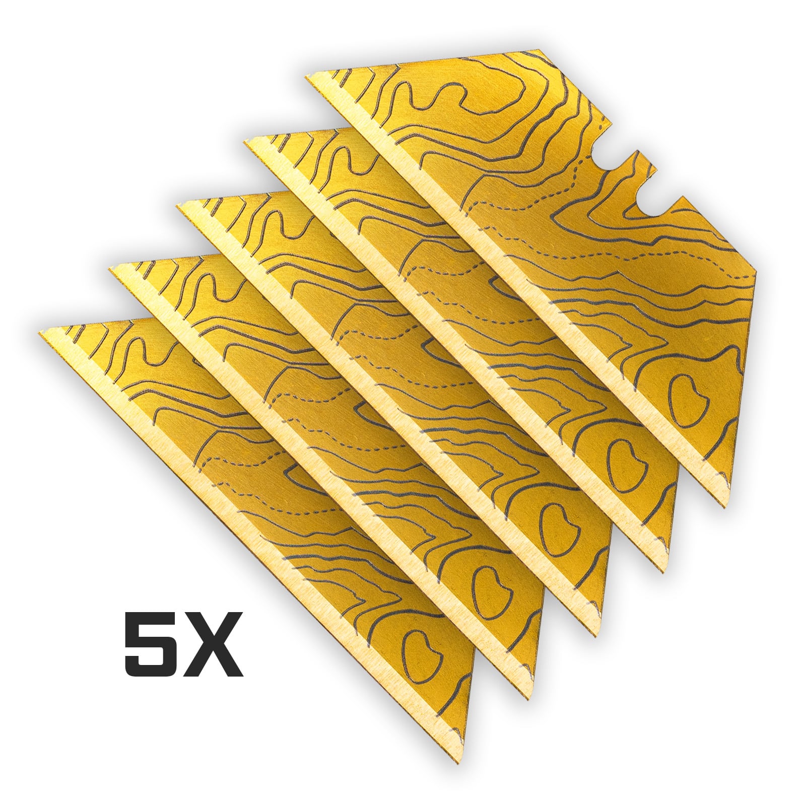 Exceed Designs Cascadia Topo Gold Smooth Edge Utility Blades 5-Pack ACC-BLD-GS-TPO-5 View 1
