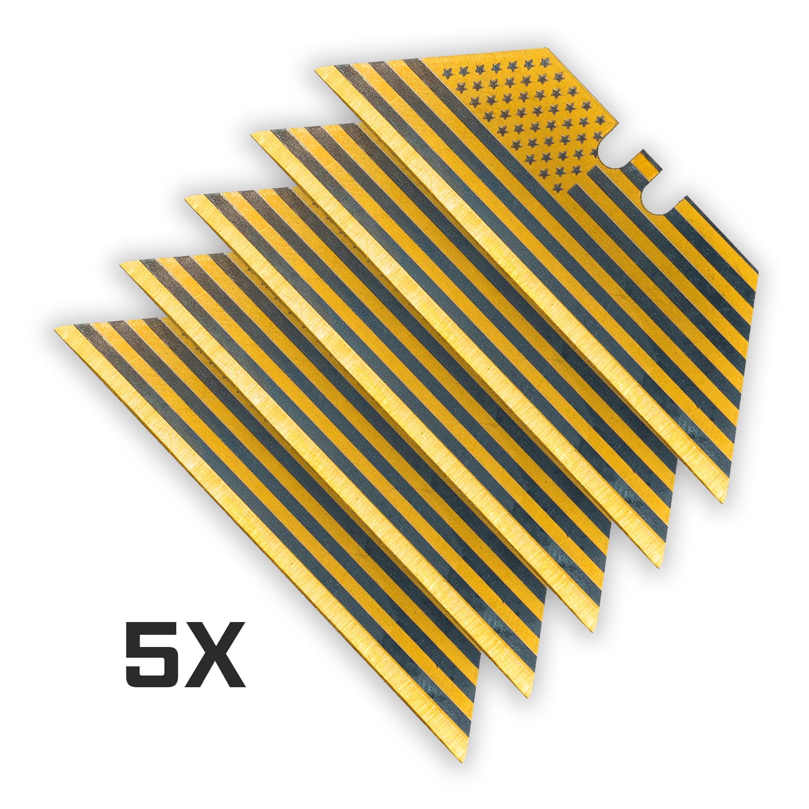 Exceed Designs American Flag Gold Smooth Edge Utility Blades 5-Pack ACC-BLD-GS-FLG-5 View 1