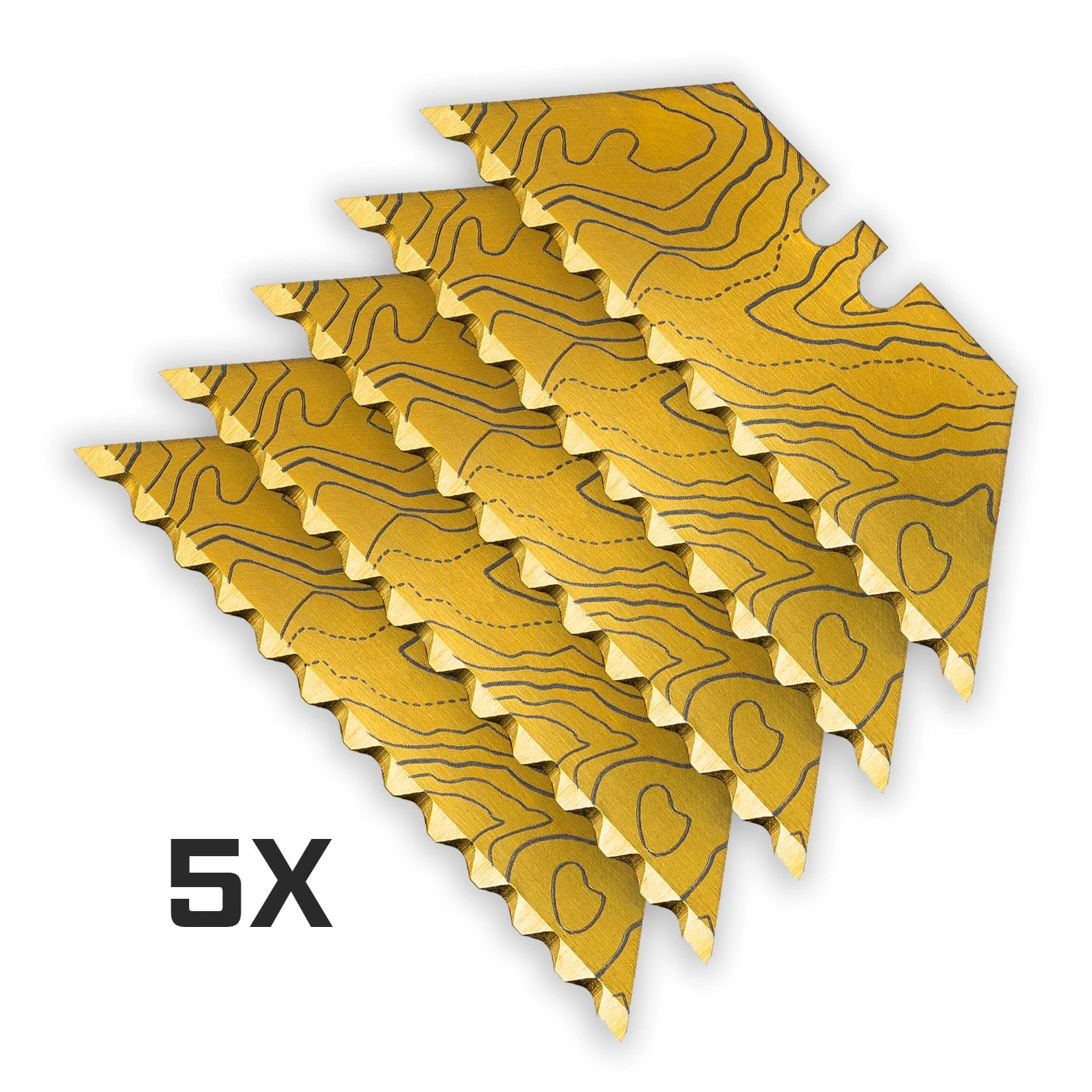 Exceed Designs Cascadia Topo Gold 12pt Serrated Utility Blades 5-Pk ACC-BLD-G12-TPO-5 View 1