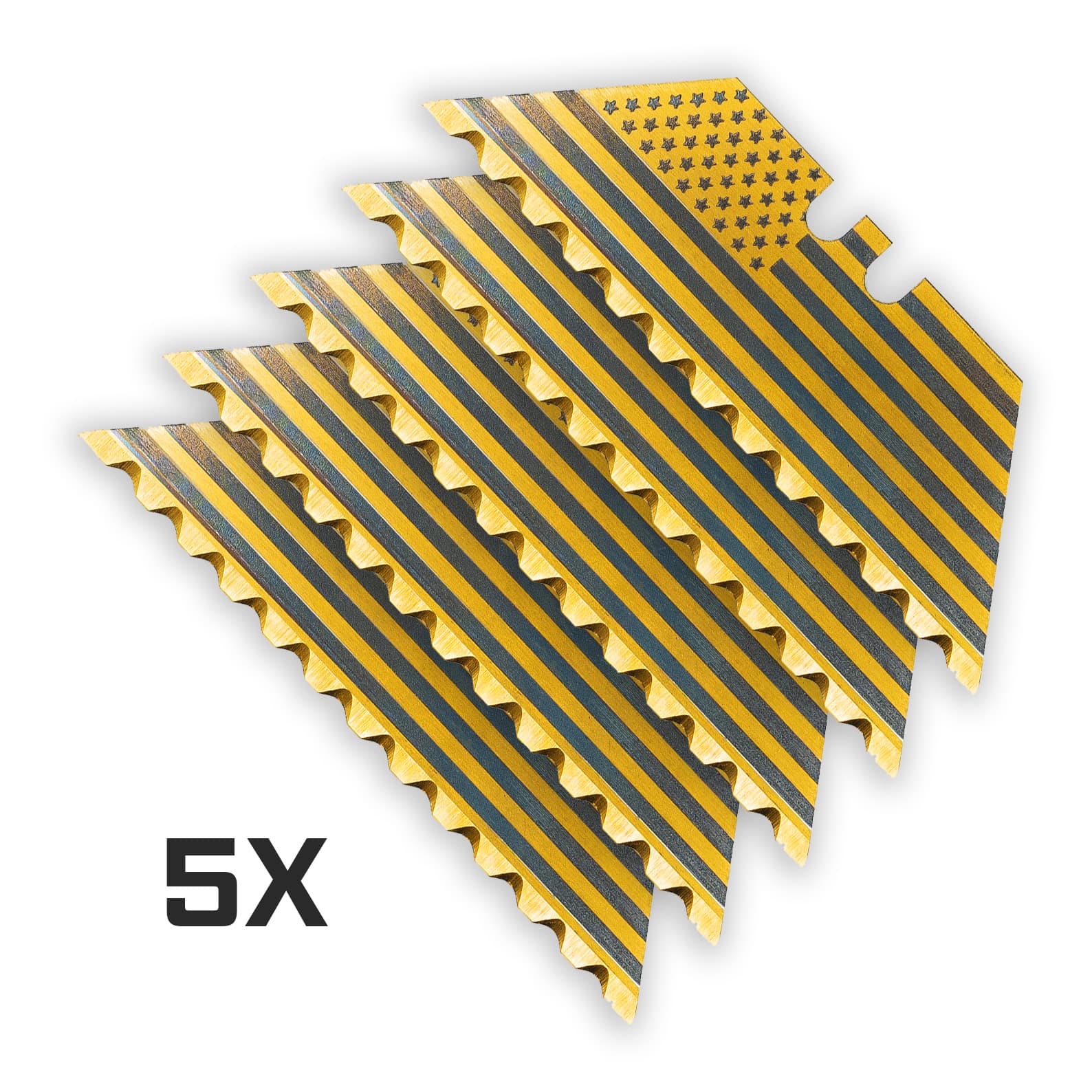 Exceed Designs American Flag Gold 12pt Serrated Utility Blades 5-Pack ACC-BLD-G12-FLG-5 View 1