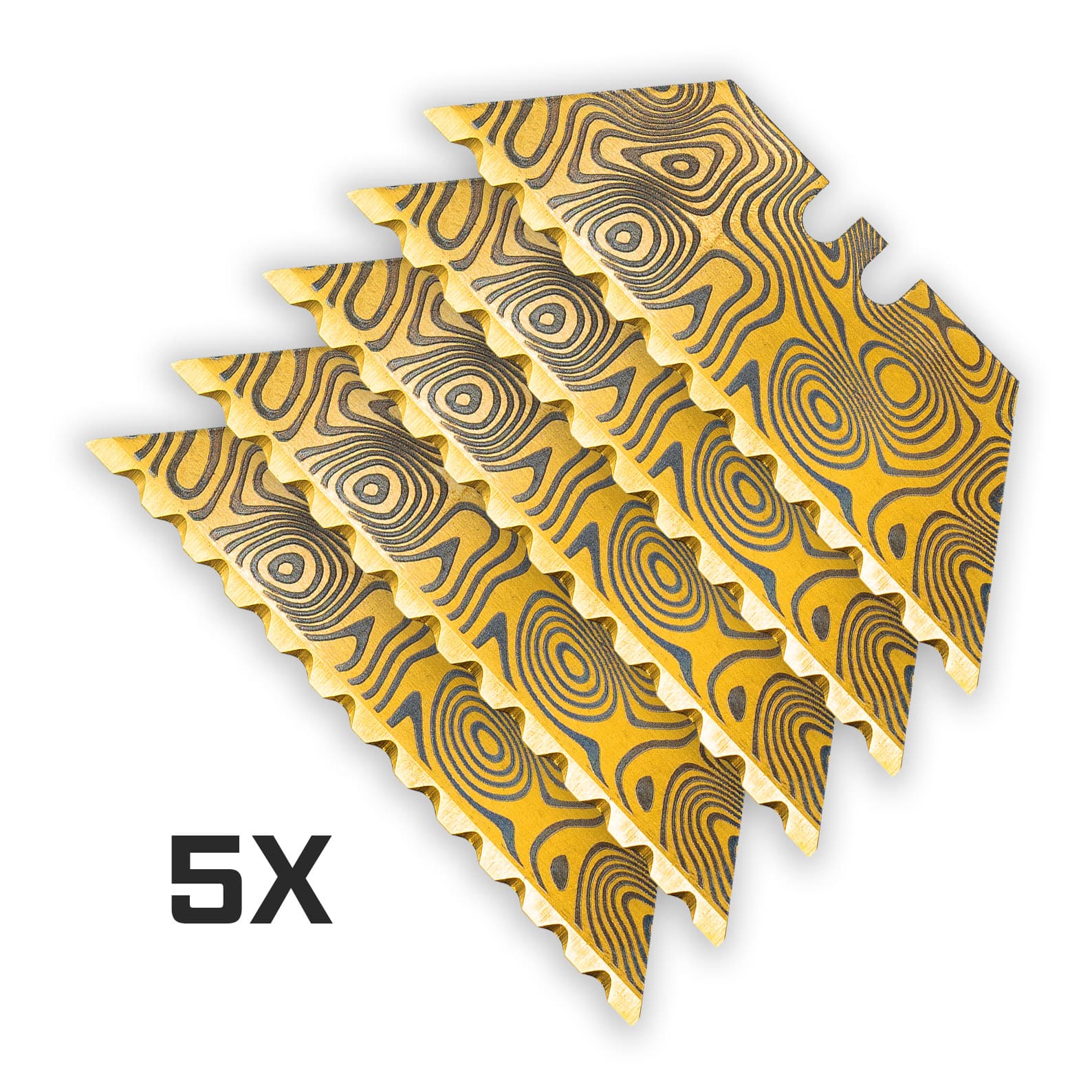 Exceed Designs Damascus Gold 12pt Serrated Utility Blades 5-Pack ACC-BLD-G12-DAM-5 View 1