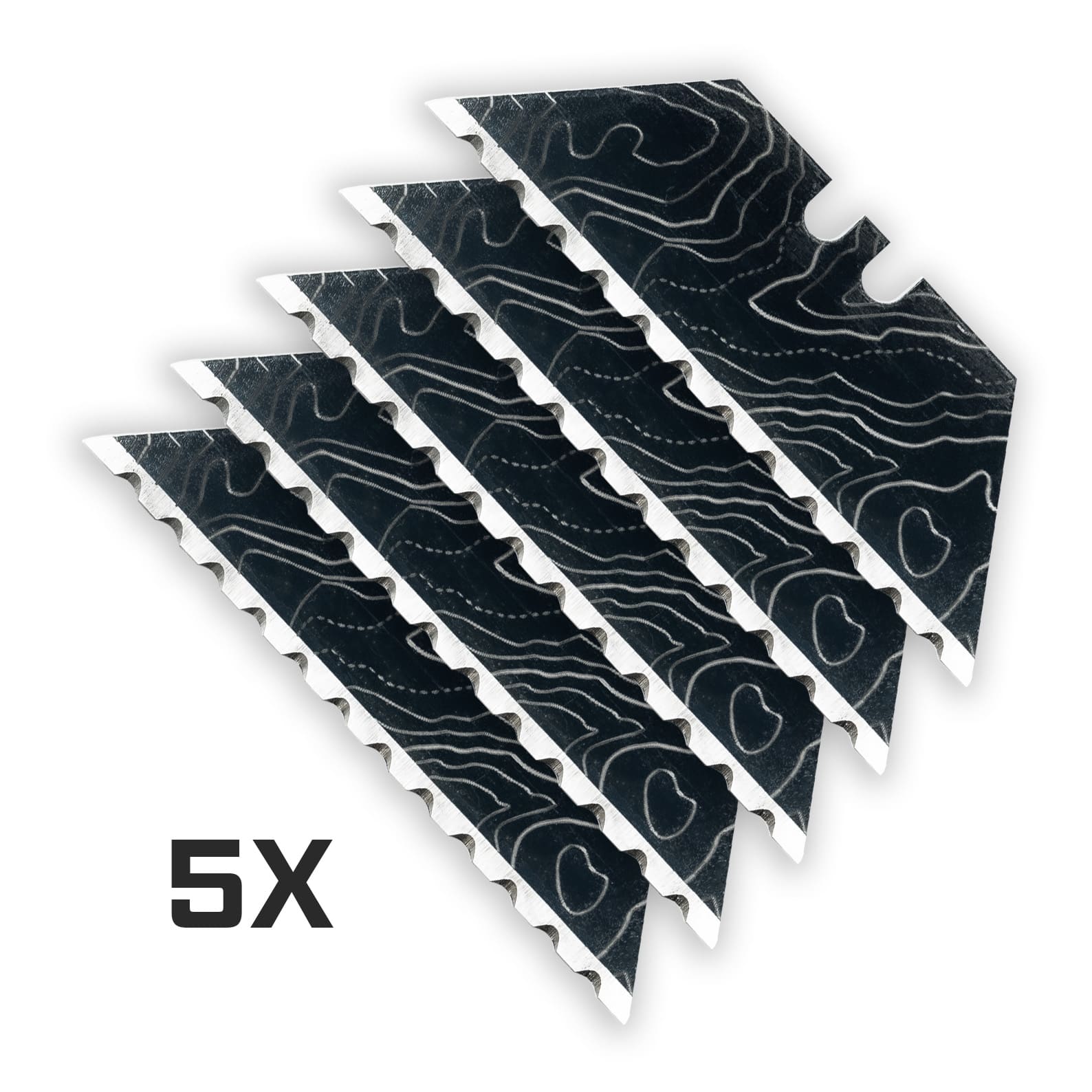 Exceed Designs Cascadia Topo Black 12pt Serrated Utility Blades 5-Pk ACC-BLD-B12-TPO-5 View 1