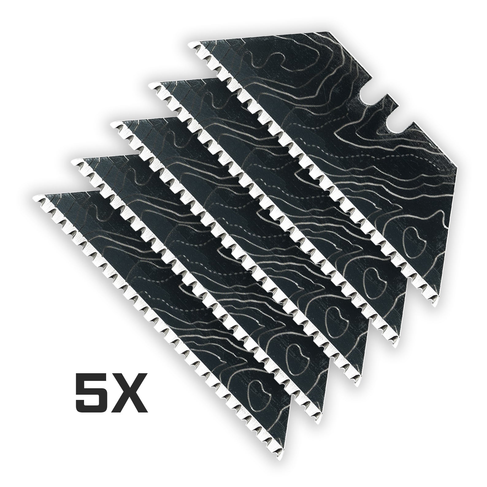 Exceed Designs Cascadia Topo Black 24pt Serrated Utility Blades 5-Pk ACC-BLD-B24-TPO-5 View 1
