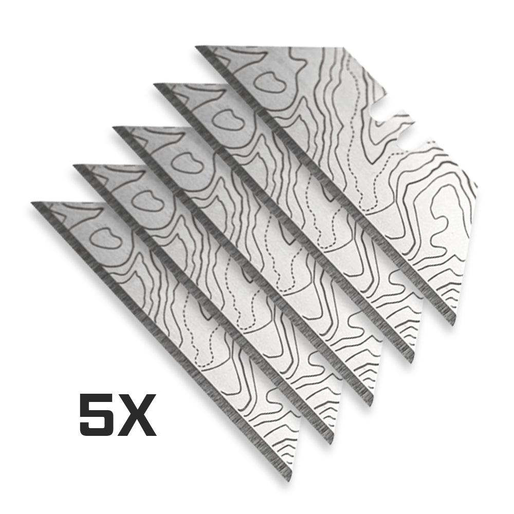 Exceed Designs Cascadia Topo Silver Smooth DeWalt Utility Blades 5-Pk ACC-BLD-SM-SLV-TPO-5 View 1