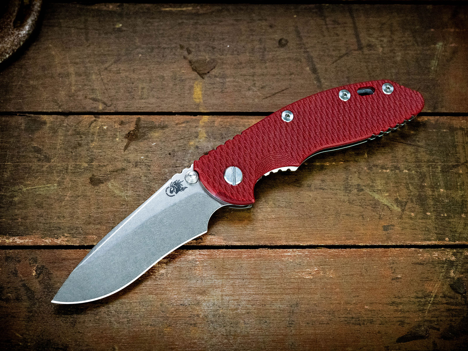 Hinderer XM-18 3.5in Folder Magnacut Recurve Non Flipper Tri-Way SW Bronze Red G-10 Handle KXM35NFRECSWBZRD View 9