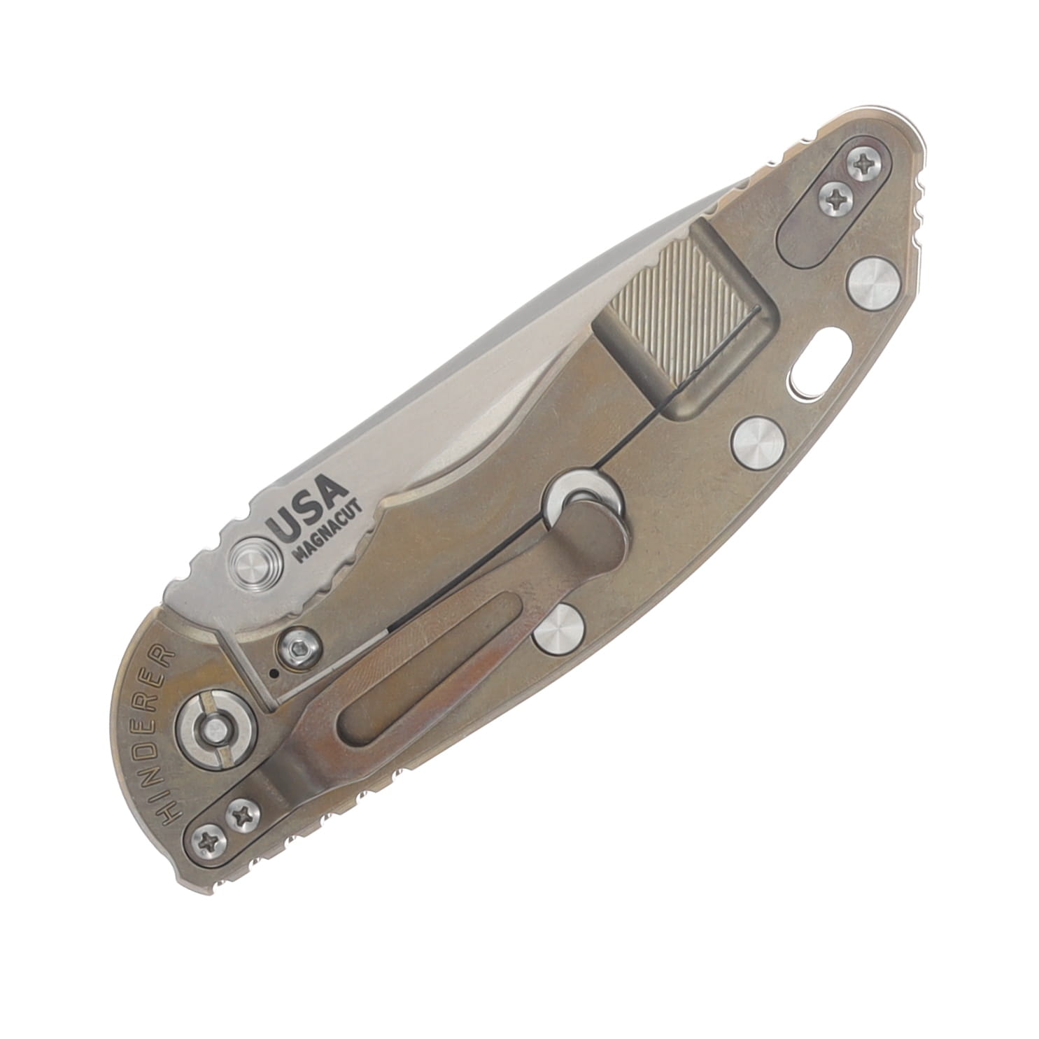 Hinderer XM-18 3.5in Folder Magnacut Recurve Non Flipper Tri-Way SW Bronze Red G-10 Handle KXM35NFRECSWBZRD View 6