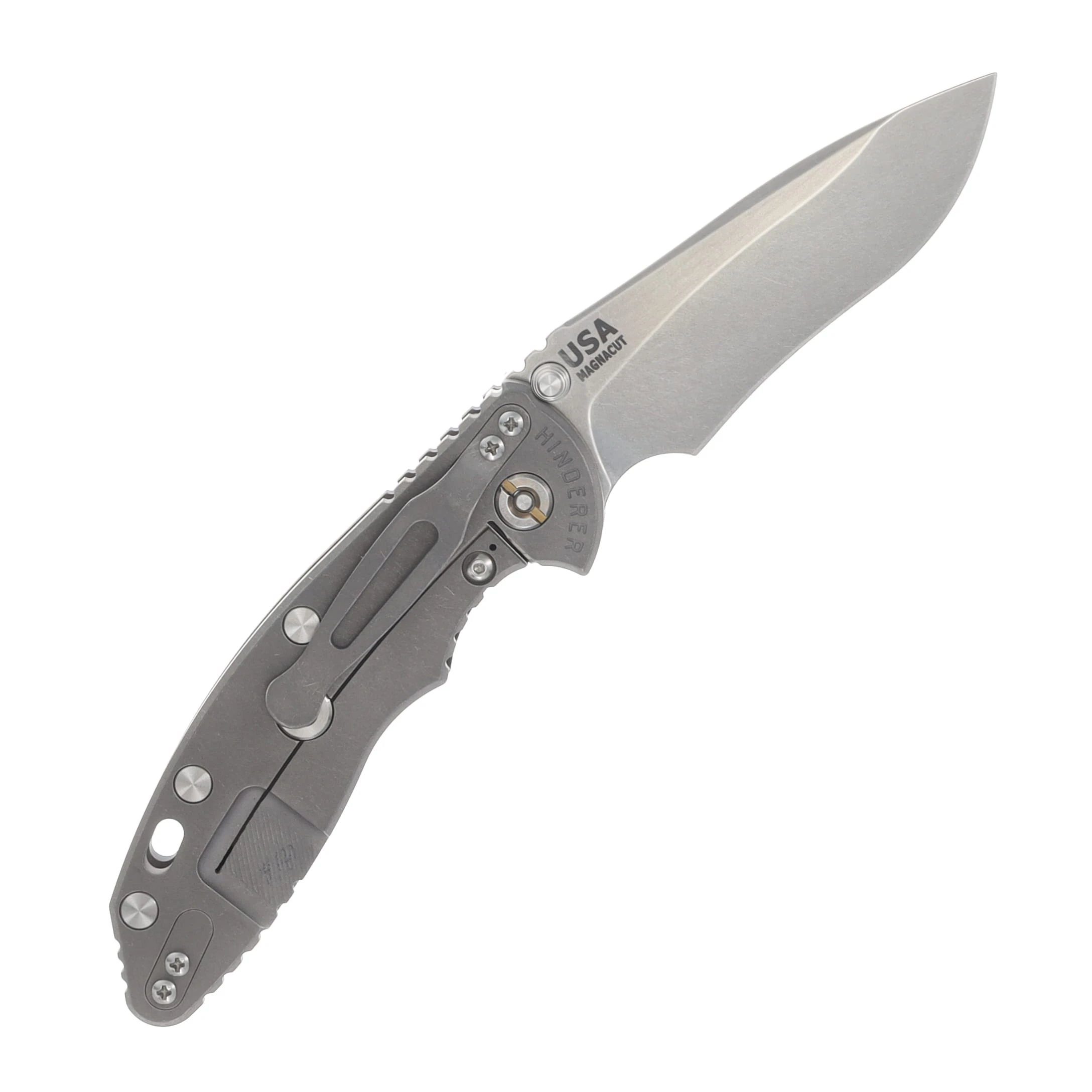Hinderer XM-18 3.5in Magnacut Recurve Non Flipper Tri-Way Folder Working Finish SW Blade Blue/Black G-10 Handle KXM35NFRECWFSWBLBK View 2