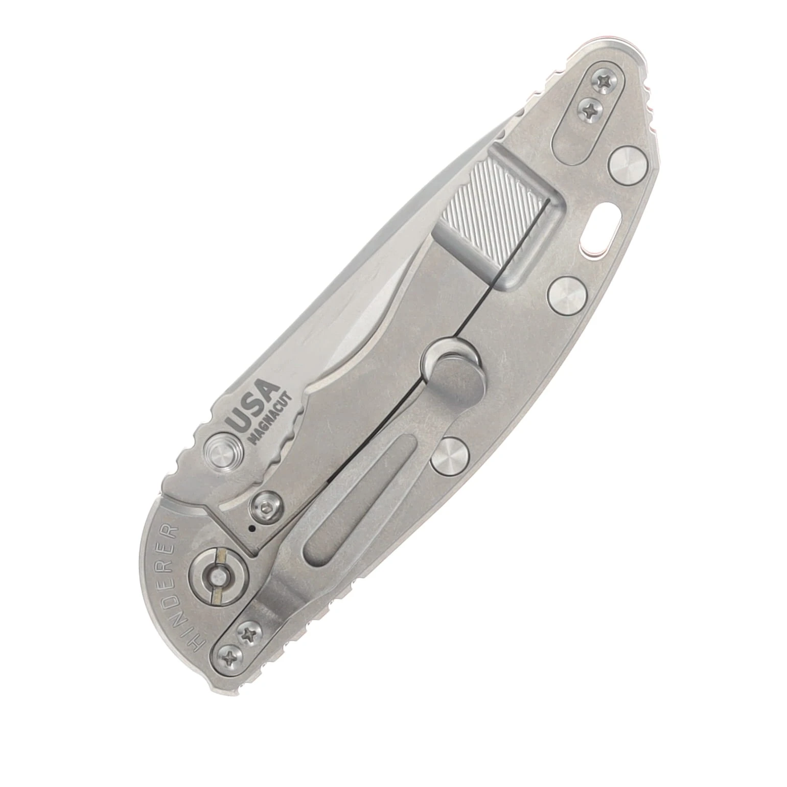 Hinderer XM-18 3.5in Magnacut Recurve Non Flipper Tri-Way Folder Working Fish SW Blade Orange G-10 Handle KXM35NFRECWFSWOR View 6