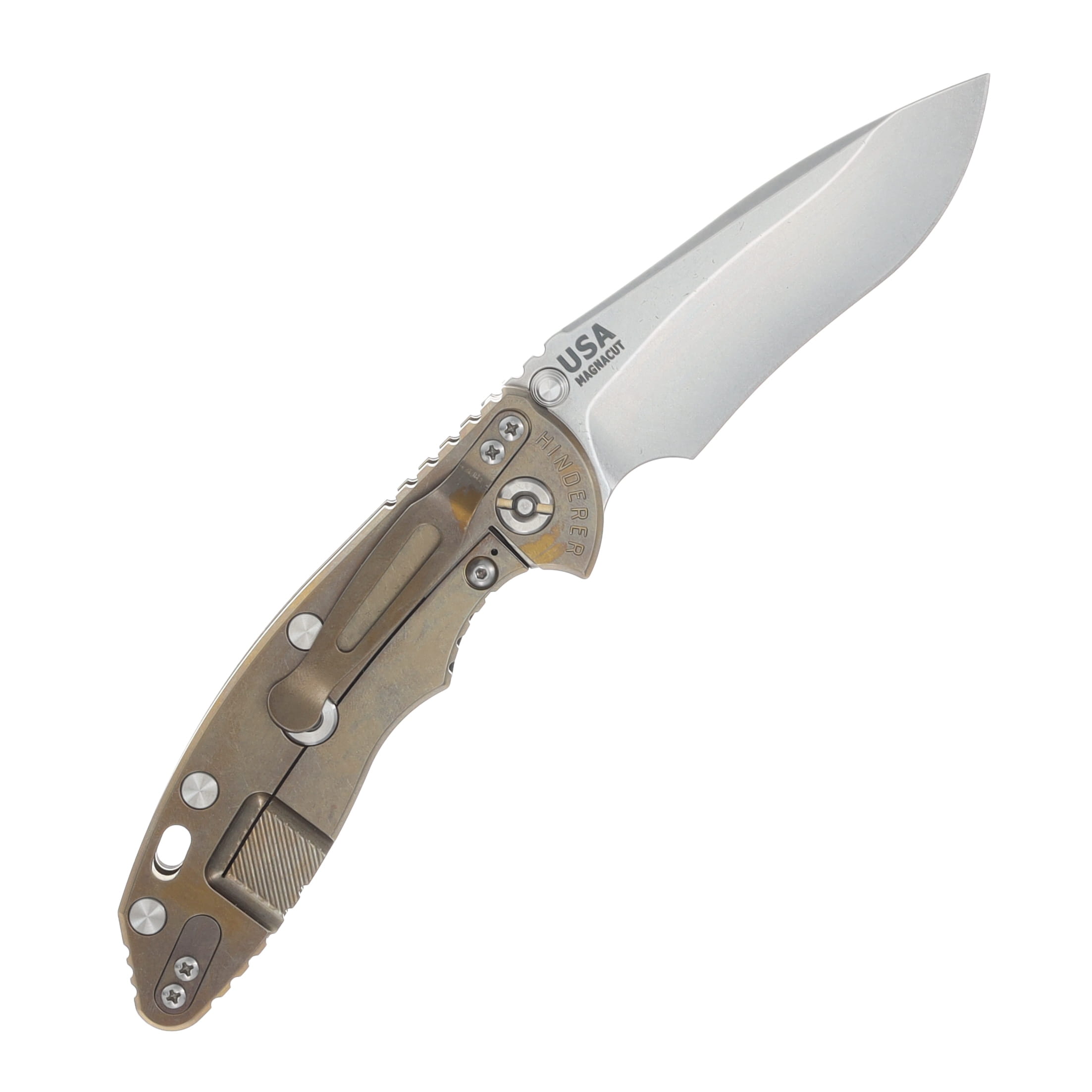 Hinderer XM-18 3.5in Magnacut Recurve Non Flipper Tri-Way Folder SW Bronze Frame Black G-10 Handle KXM35NFRECSWBZBK View 2