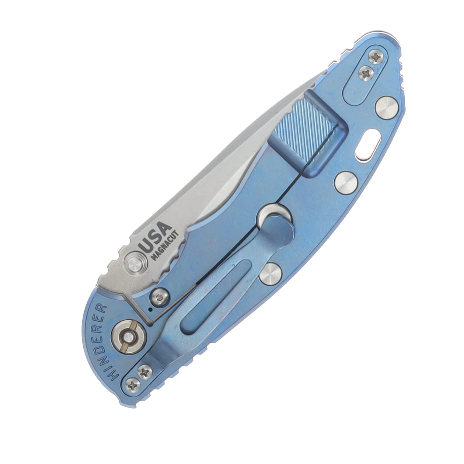Hinderer XM-18 3.5in Magnacut Recurve Non Flipper Tri-Way Folder SW Blue Frame Orange G-10 Handle KXM35NFRECSWBLOR View 6