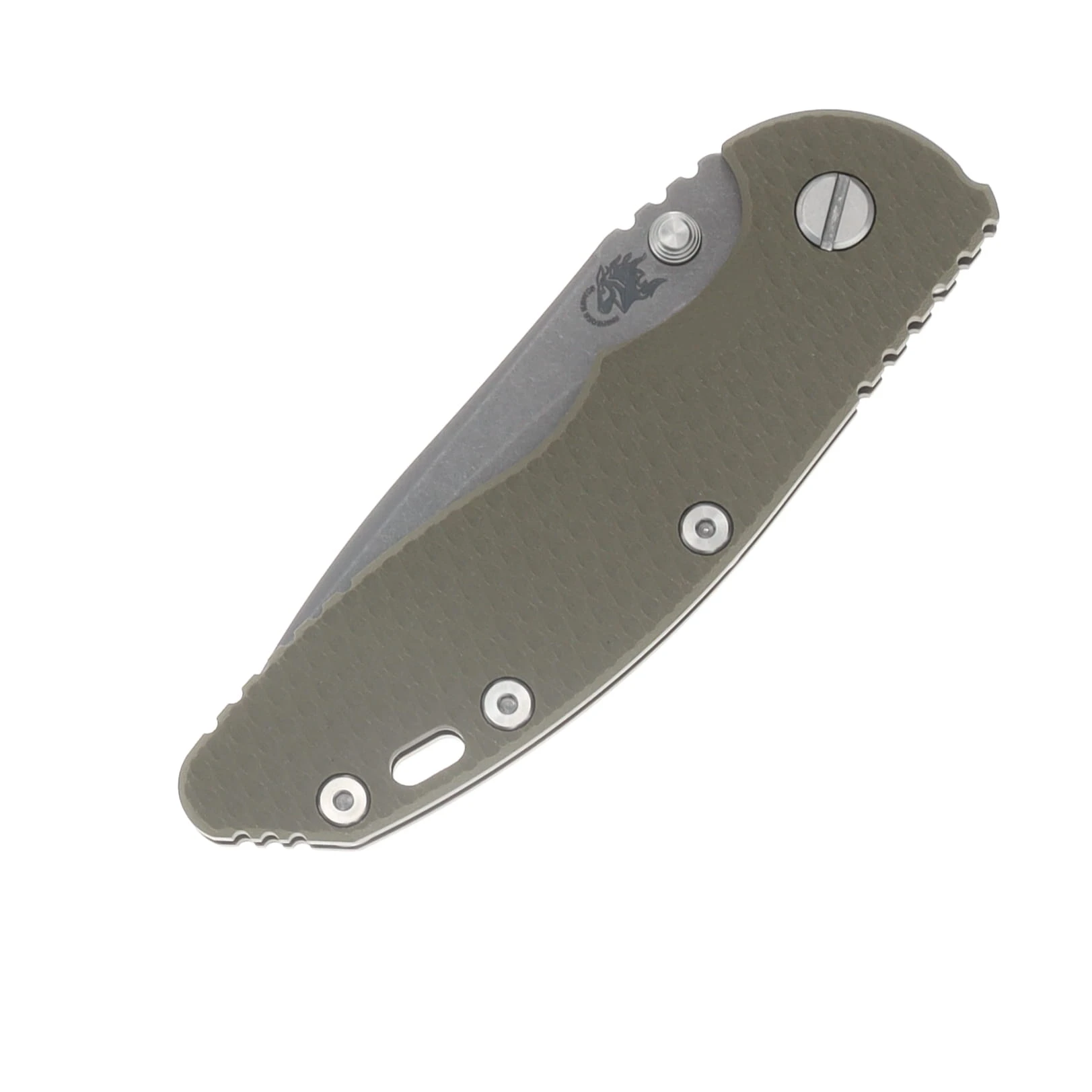 Hinderer XM-18 3.5in Magnacut Recurve Non Flipper Tri-Way Folder Battle Bronze Frame OD Green G-10 Handle KXM35NFRECBBZOD View 5
