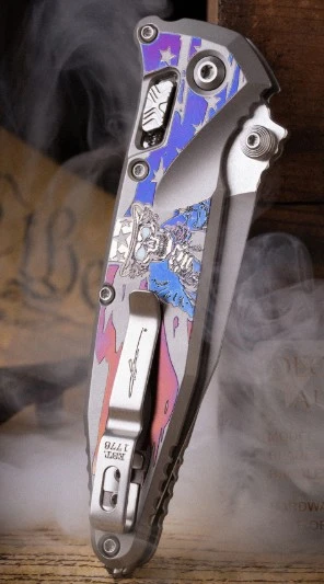 Microtech SOCOM RAM-LOK Folder Signature Series PS Liberty or Death W/Zippo Lighter and Challenge Coin MT160RL8SETLODSS View 2