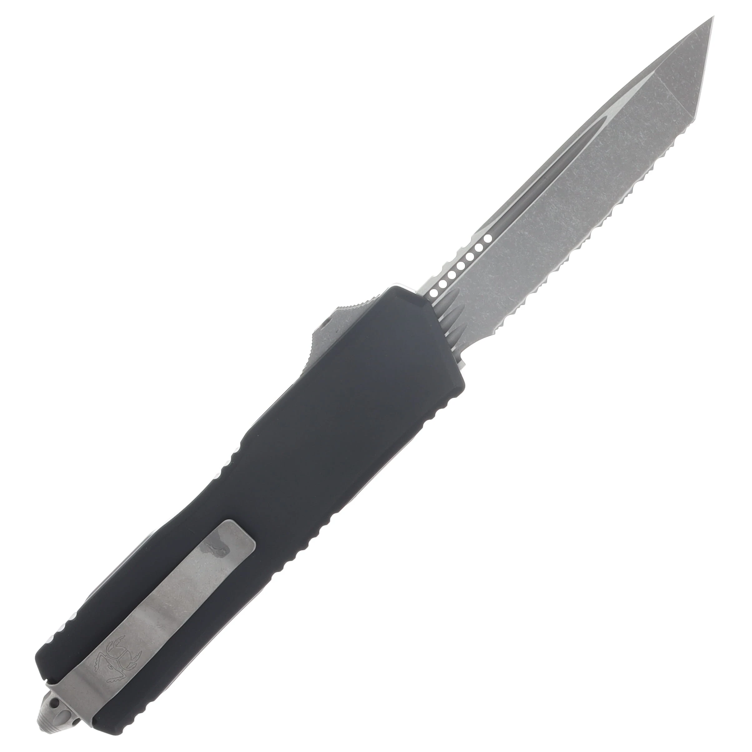 Microtech Scarab II GEN III Executive OTF Auto T/E Apocalyptic Full Serrated Black AUMT117712AP View 2