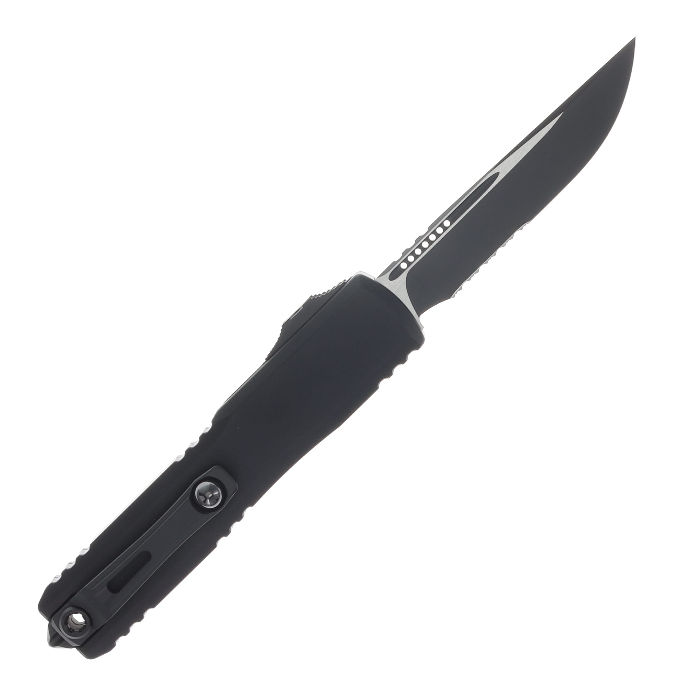 Microtech Ultratech GEN III ZBP OTF Auto S/E Black Part Serrate Tactical AUMT11212T View 2