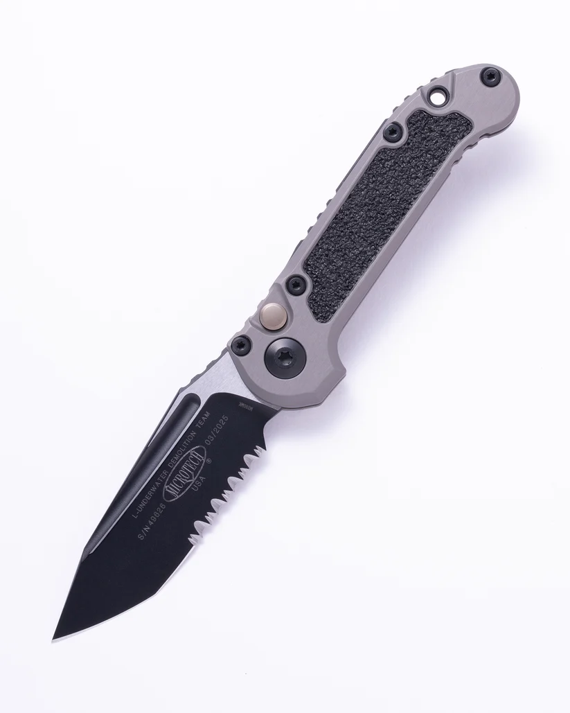 Microtech L.U.D.T. GEN III OTS Auto T/E Partial Serrated Natural Clear AUMT11362NC View 1