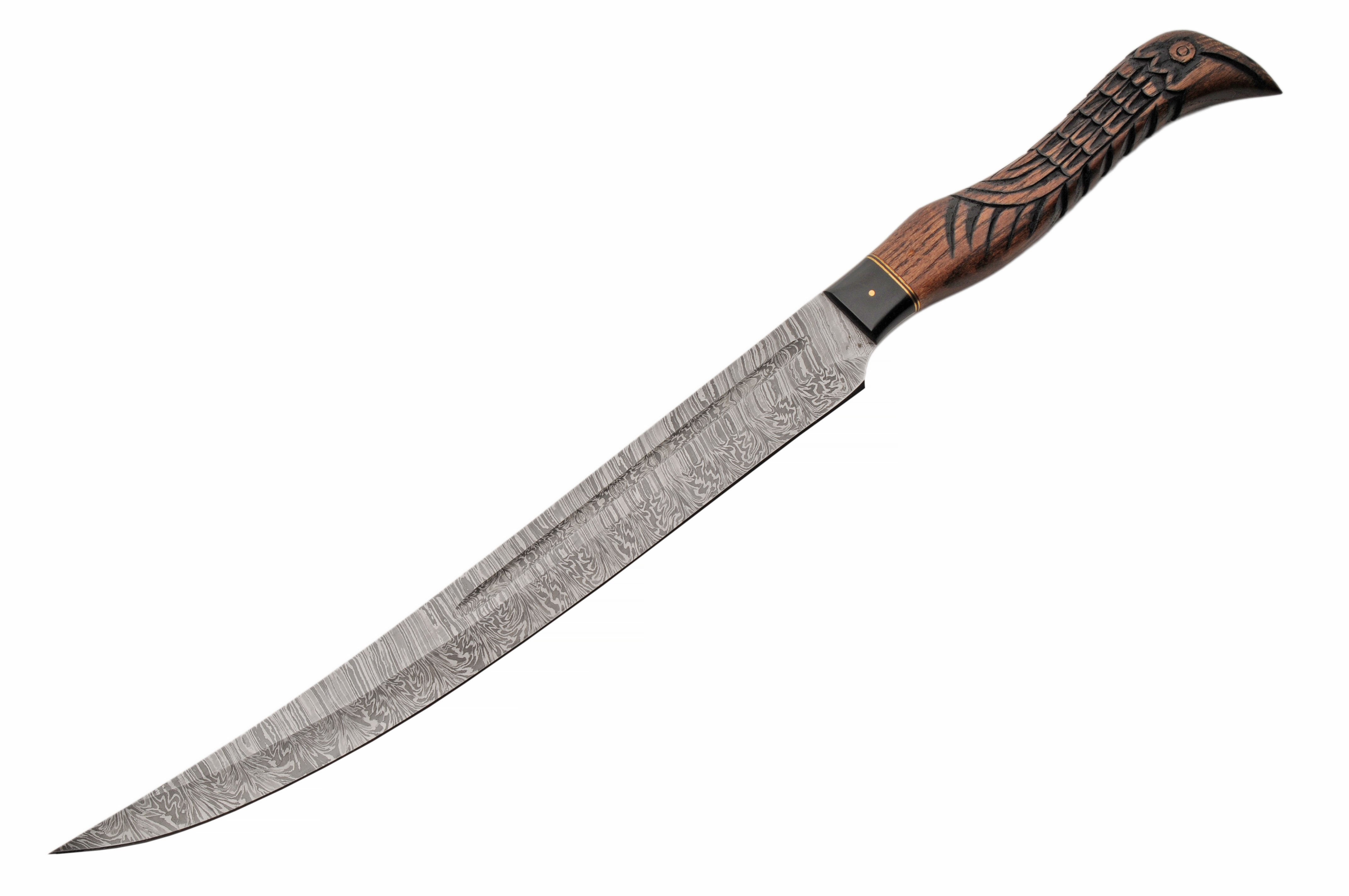 Rite Edge Ashwood Raven Damascus/Wood Short Sword with Leather Scabbard DM5048 View 1