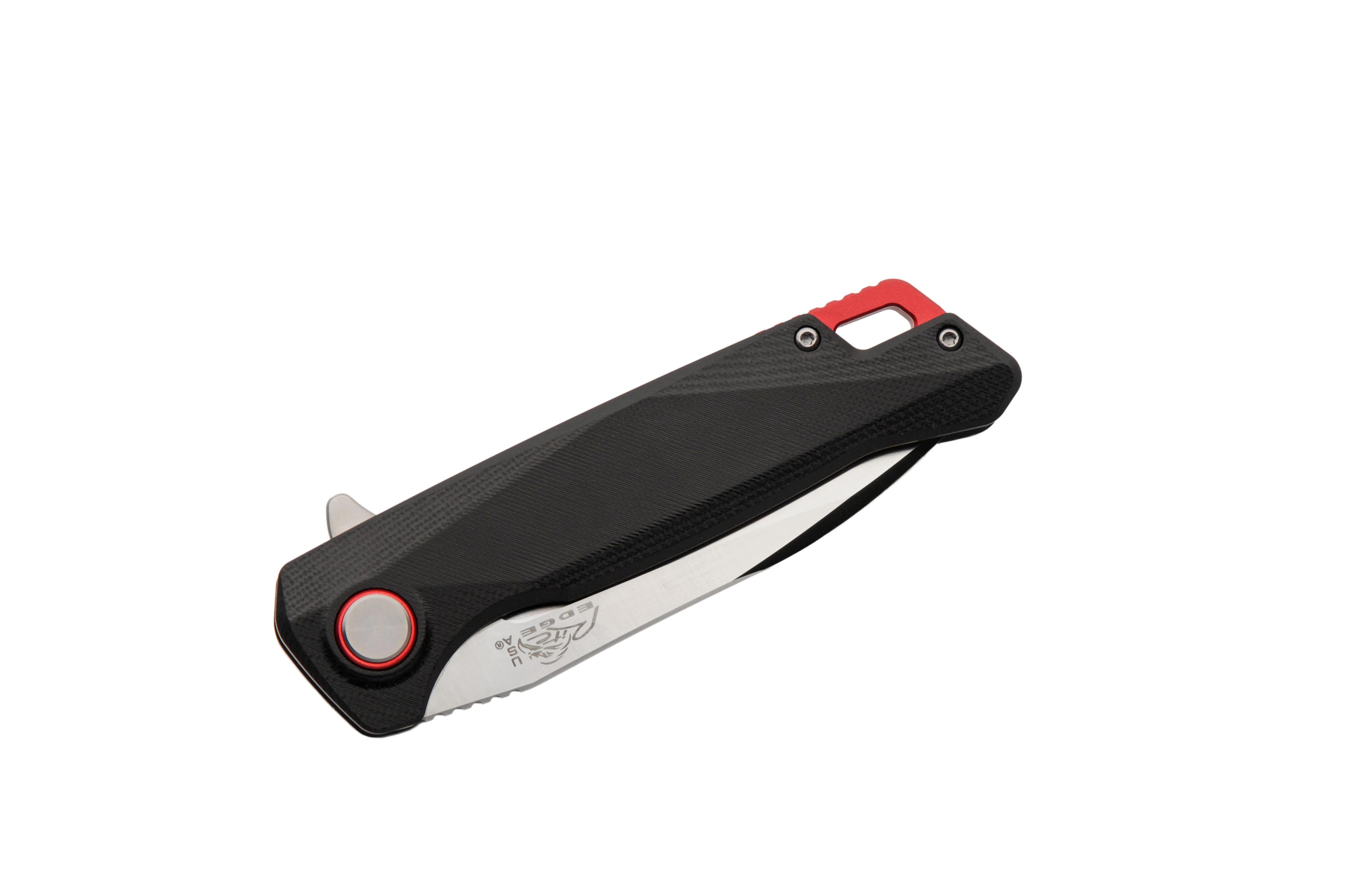Rite Edge Firefighter's Folder Assisted Linerlock Folding Knife Black G-10 with Red Accents RUC-4013 View 2