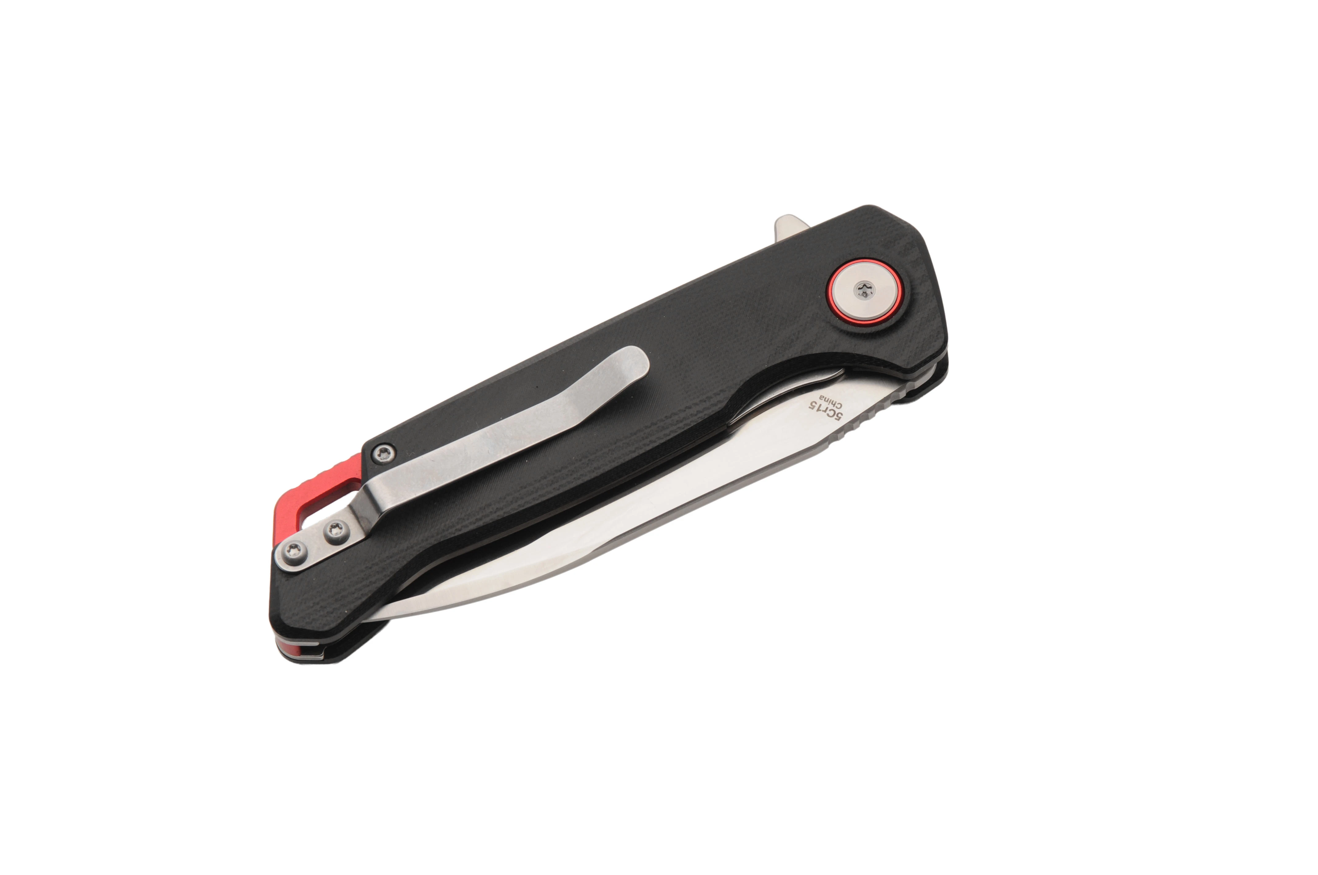 Rite Edge Firefighter's Folder Assisted Linerlock Folding Knife Black G-10 with Red Accents RUC-4013 View 3