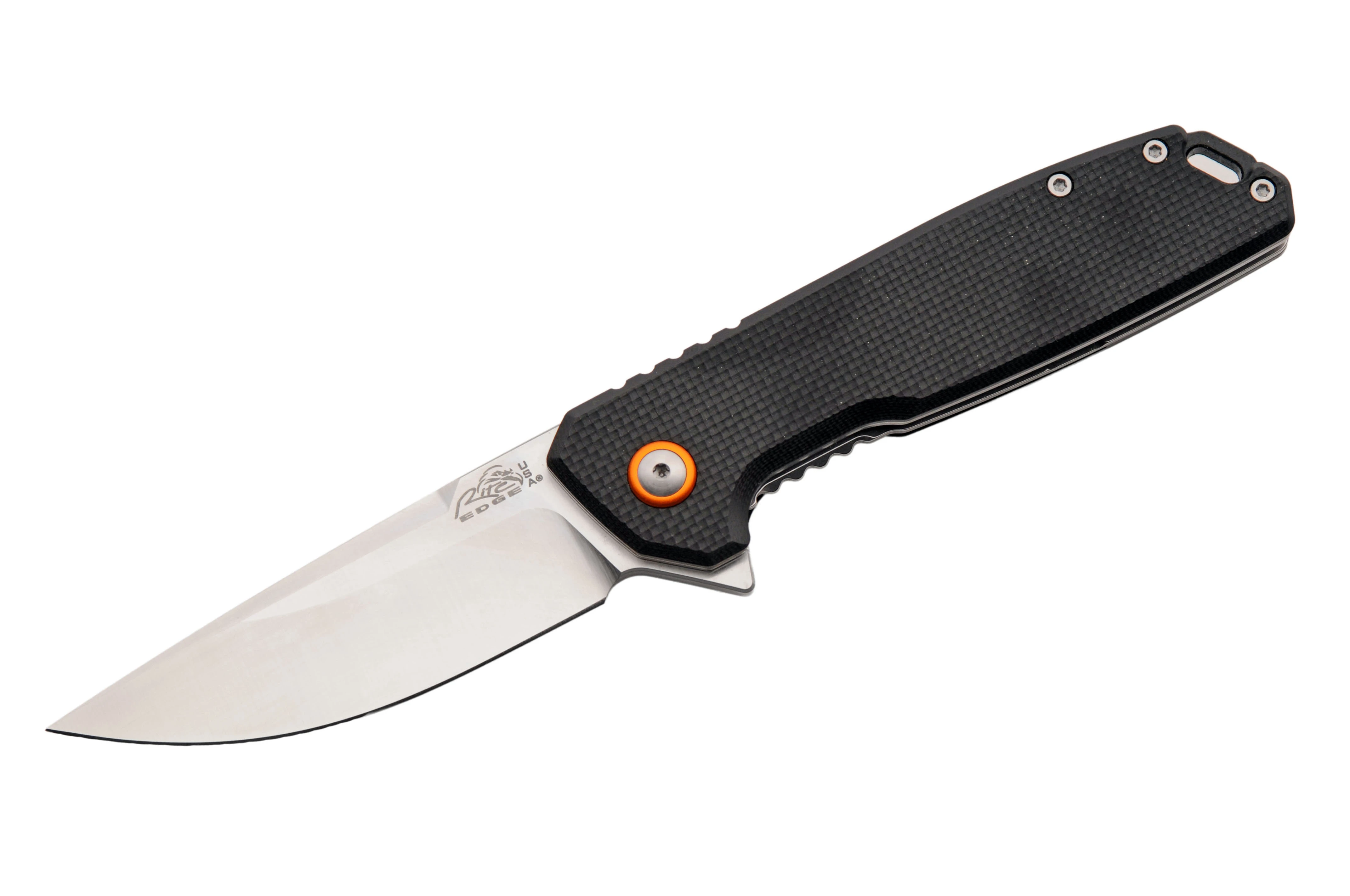 Rite Edge Assisted Linerlock Folding Knife EMT Black G-10 with Orange Ring RUC-4017BK View 1
