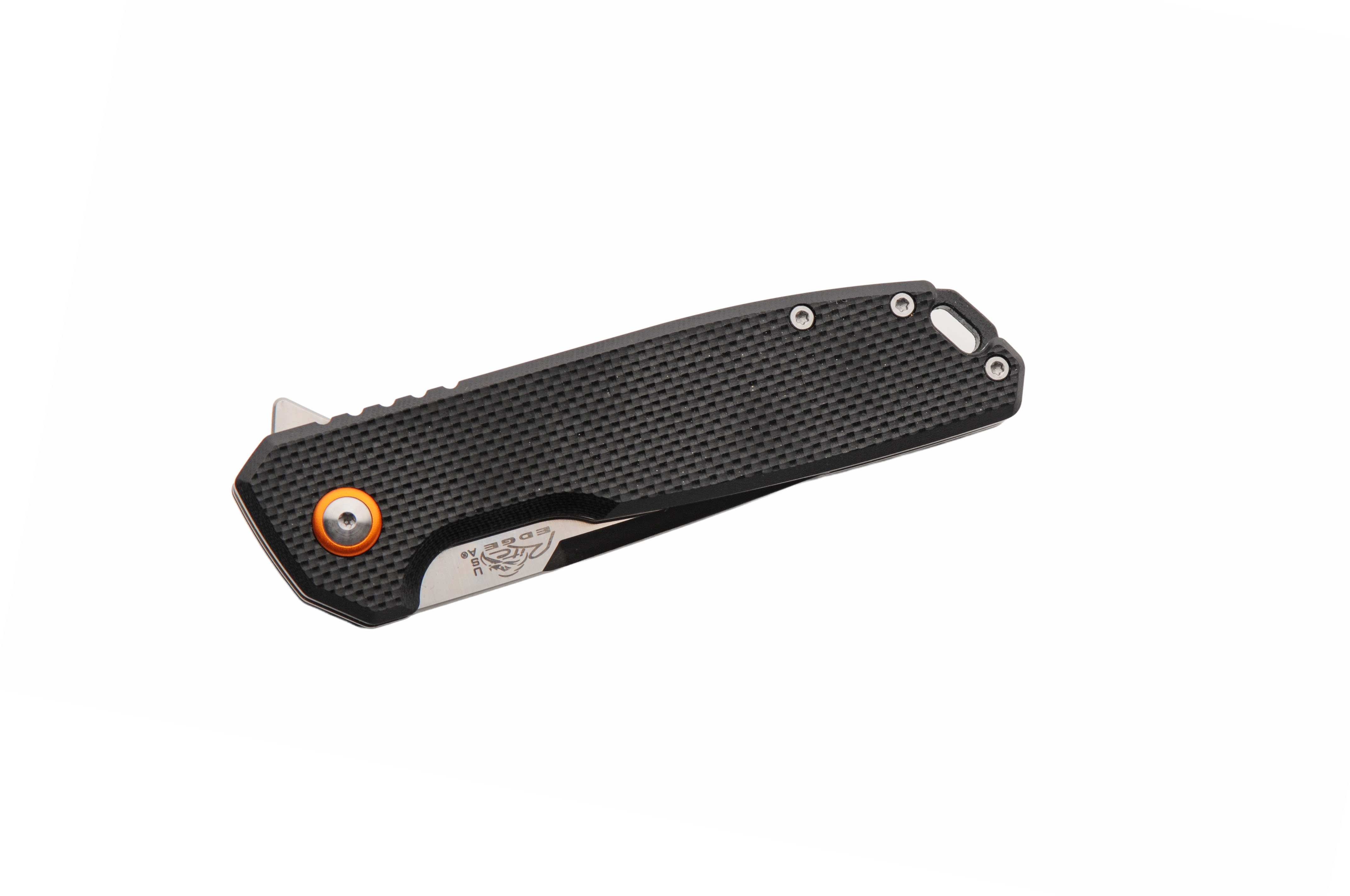 Rite Edge Assisted Linerlock Folding Knife EMT Black G-10 with Orange Ring RUC-4017BK View 2