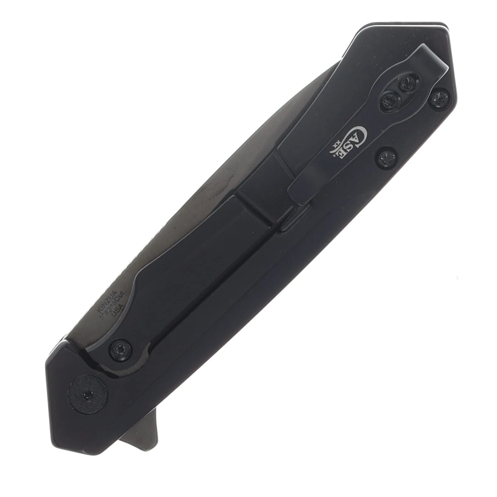 Case Kinzua Mission Series Folding Knife BLK/BLK Magnacut Spear Point Blade CF Handle CA70955 View 6