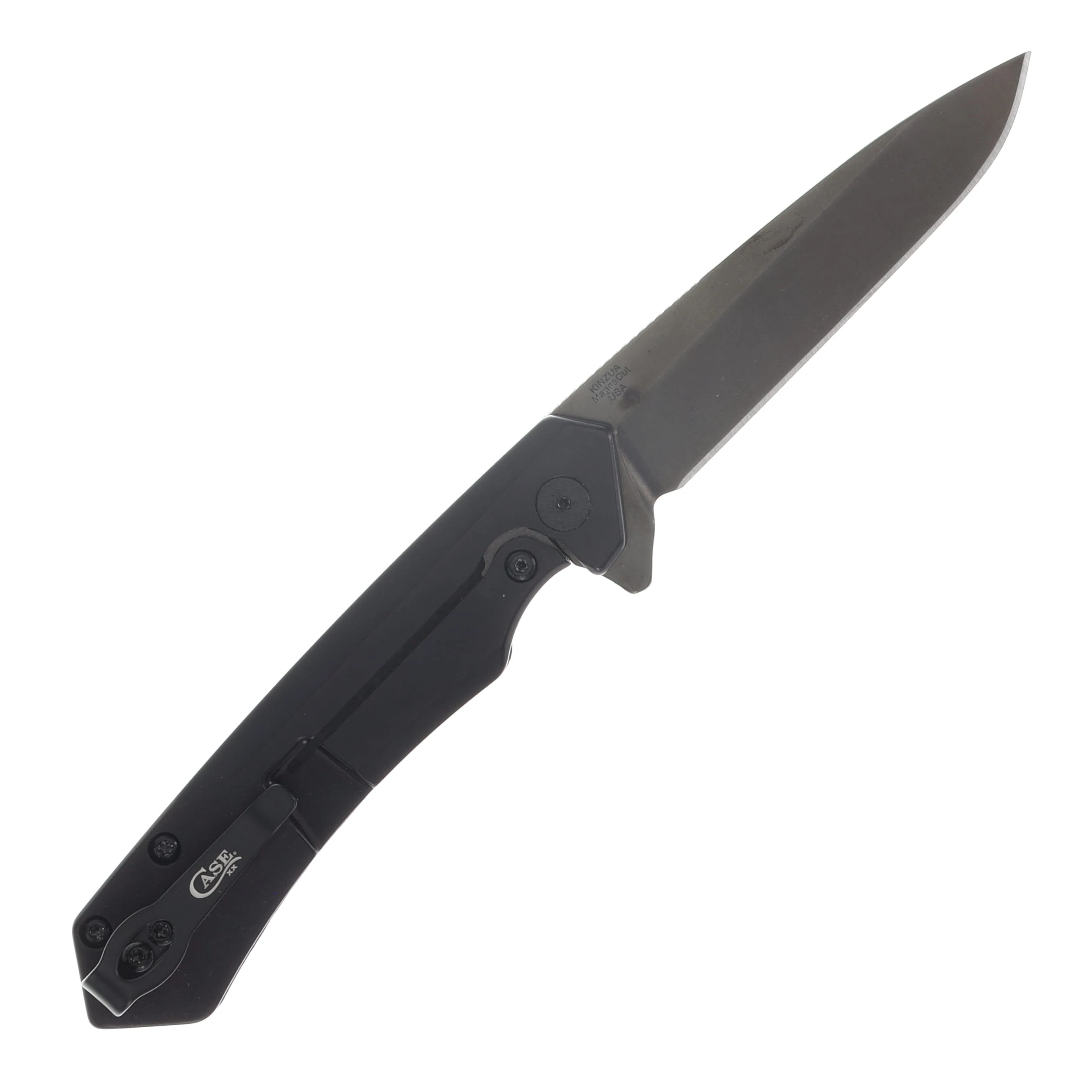 Case Kinzua Mission Series Folding Knife BLK/BLK Magnacut Spear Point Blade CF Handle CA70955 View 2