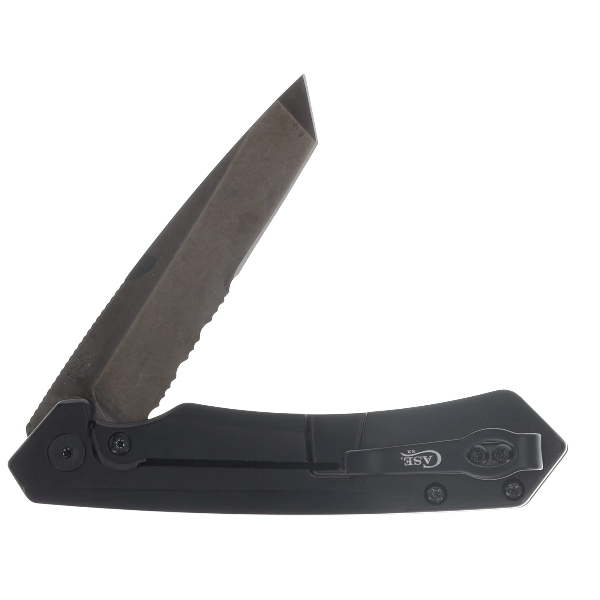 Case Kinzua Folding Knife BLK/ BLK Serrated Magnacut Tanto Blade Aluminum Handle CA70965 View 4