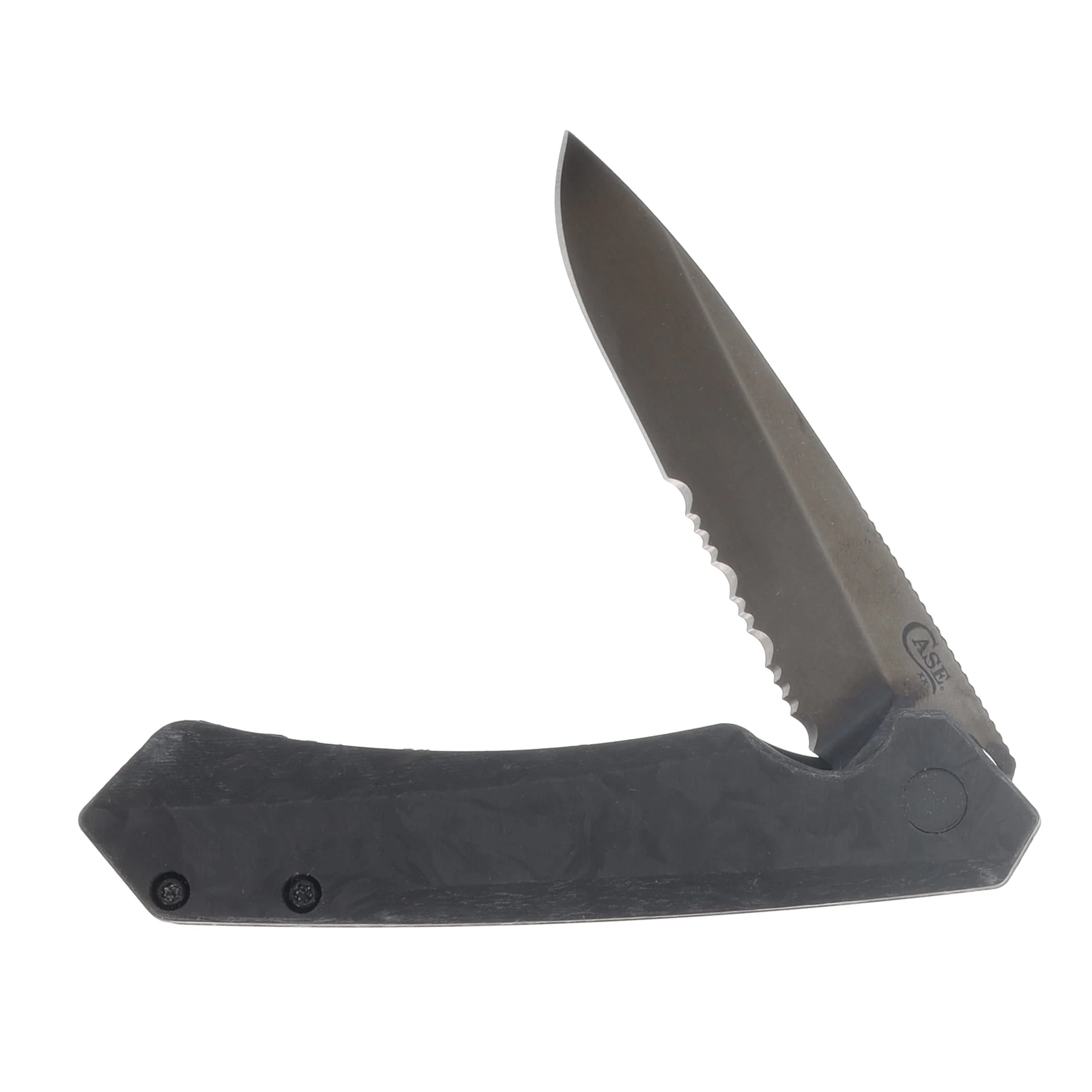 Case Kinzua Folding Knife BLK/BLK Serrated Magnacut Spear Blade CF Handle CA70967 View 3
