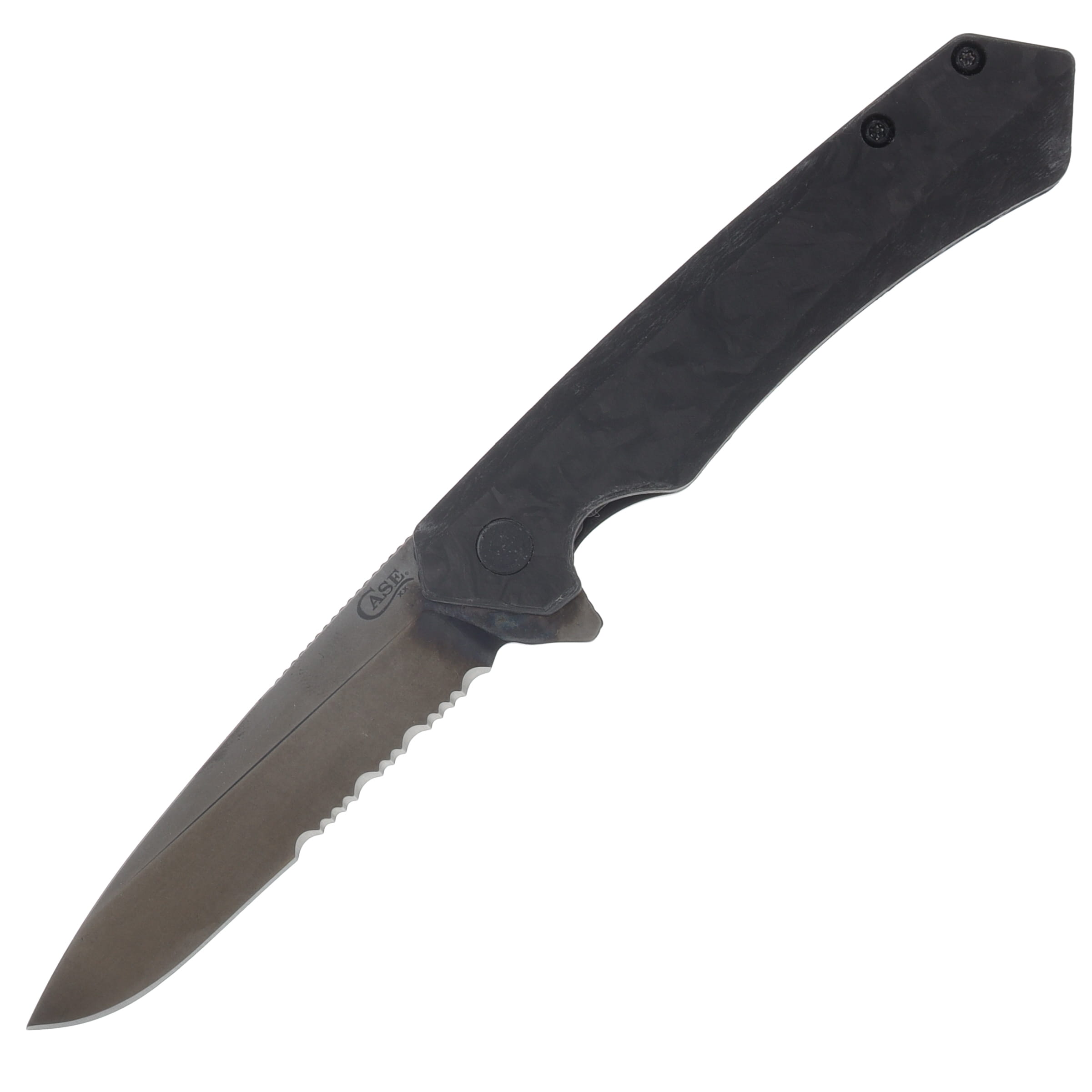 Case Kinzua Folding Knife BLK/BLK Serrated Magnacut Spear Blade CF Handle CA70967 View 1