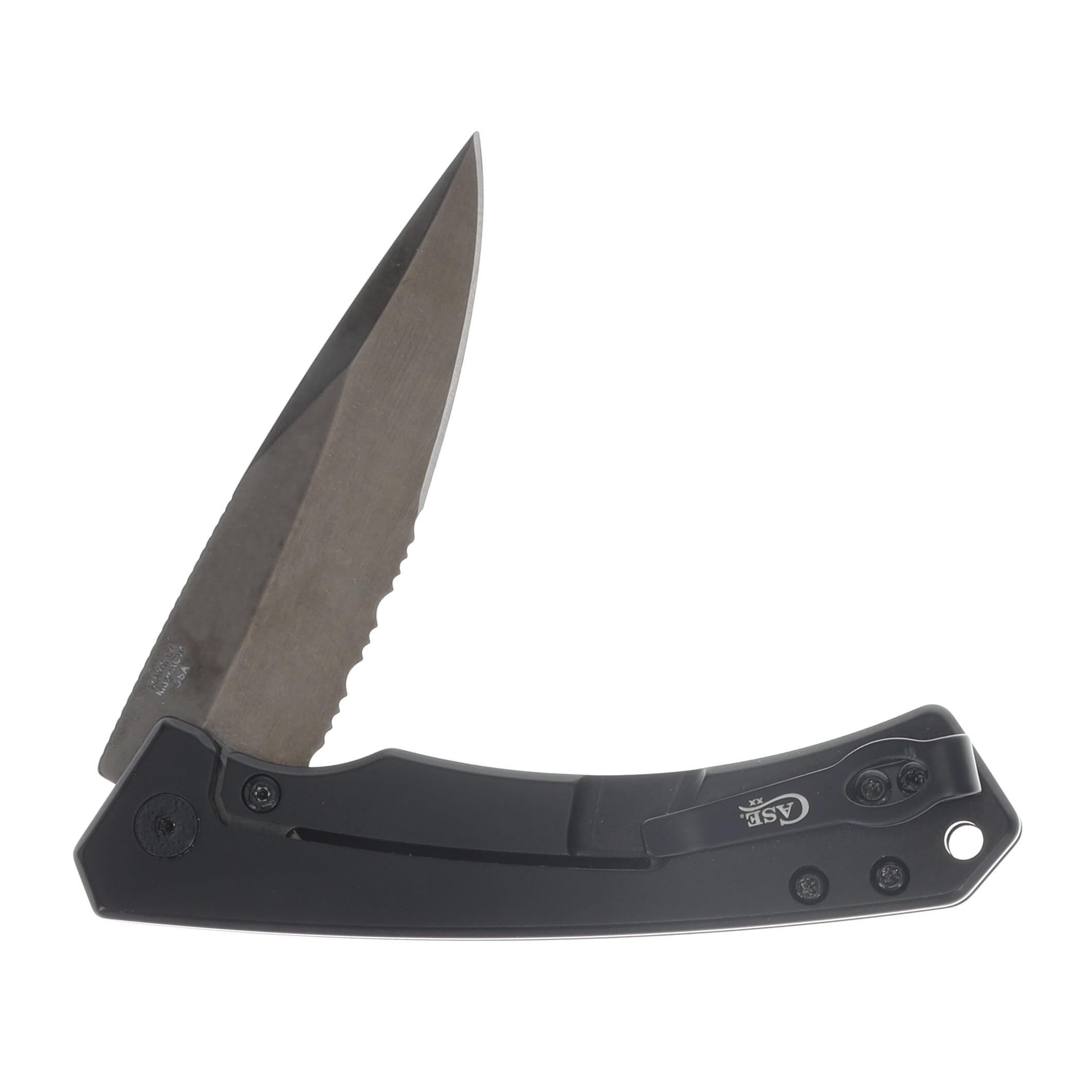 Case Marilla Mission Series Folder BLK/BLK Serrated Magnacut Blade ANO Alum Handle CA70987 View 4